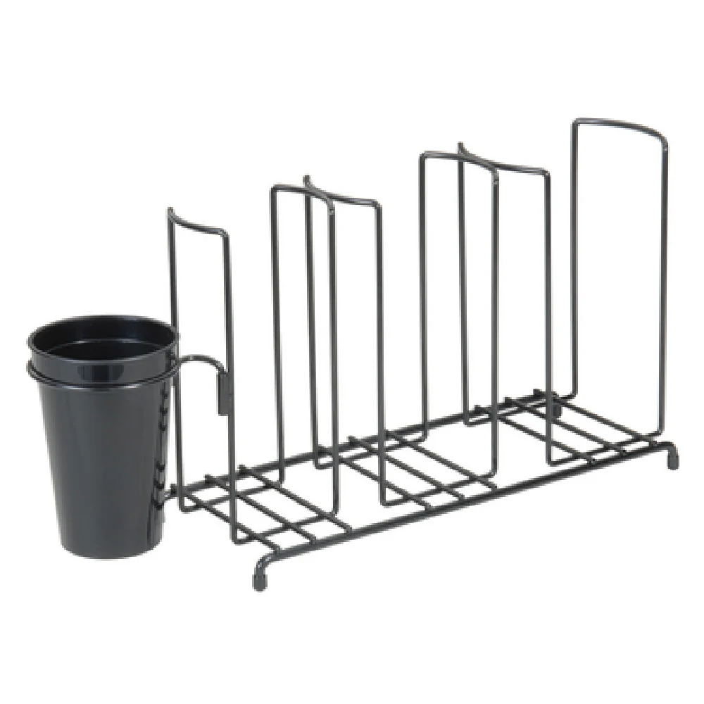Carlisle C8003WFS 17-1/2 Inch Cup and Lid Organizer with Caddy 3 Stacks Steel Wire Black