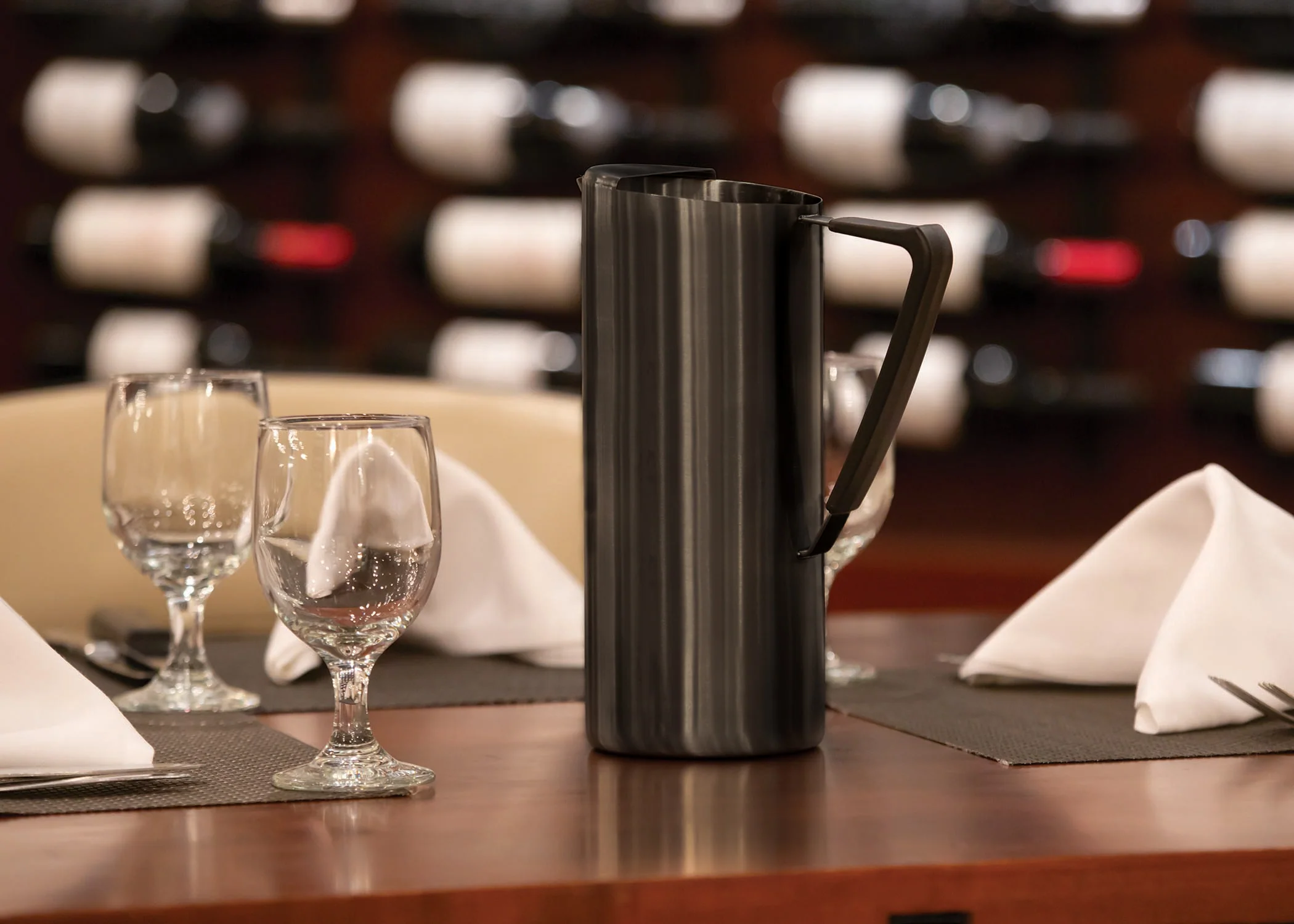 Slim 1.9-Liter Stainless Water Pitcher with Ice Guard in Black Onyx - Image 3