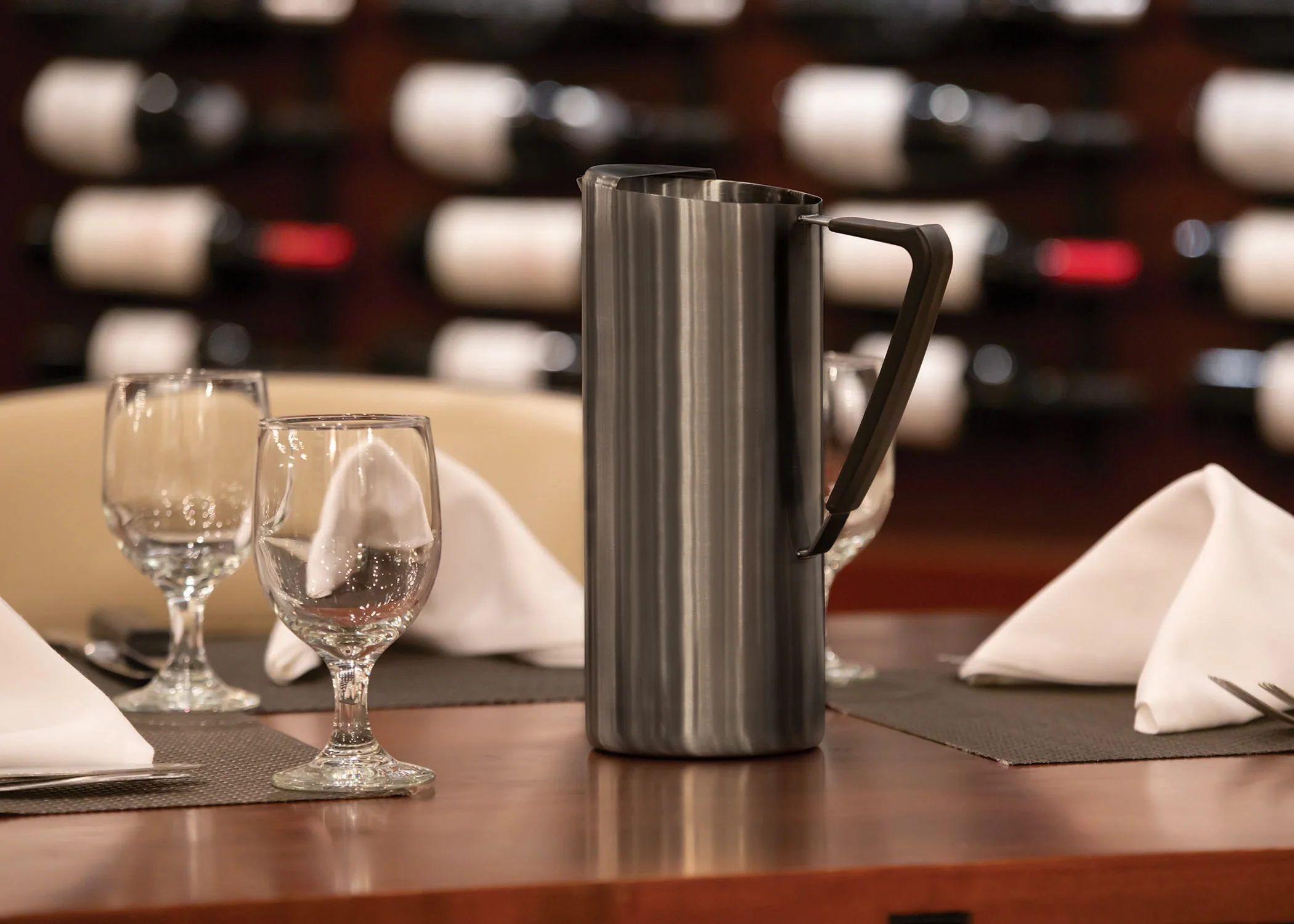Slim 1.9-Liter Stainless Water Pitcher with Ice Guard in Dark Tungsten - Image 3