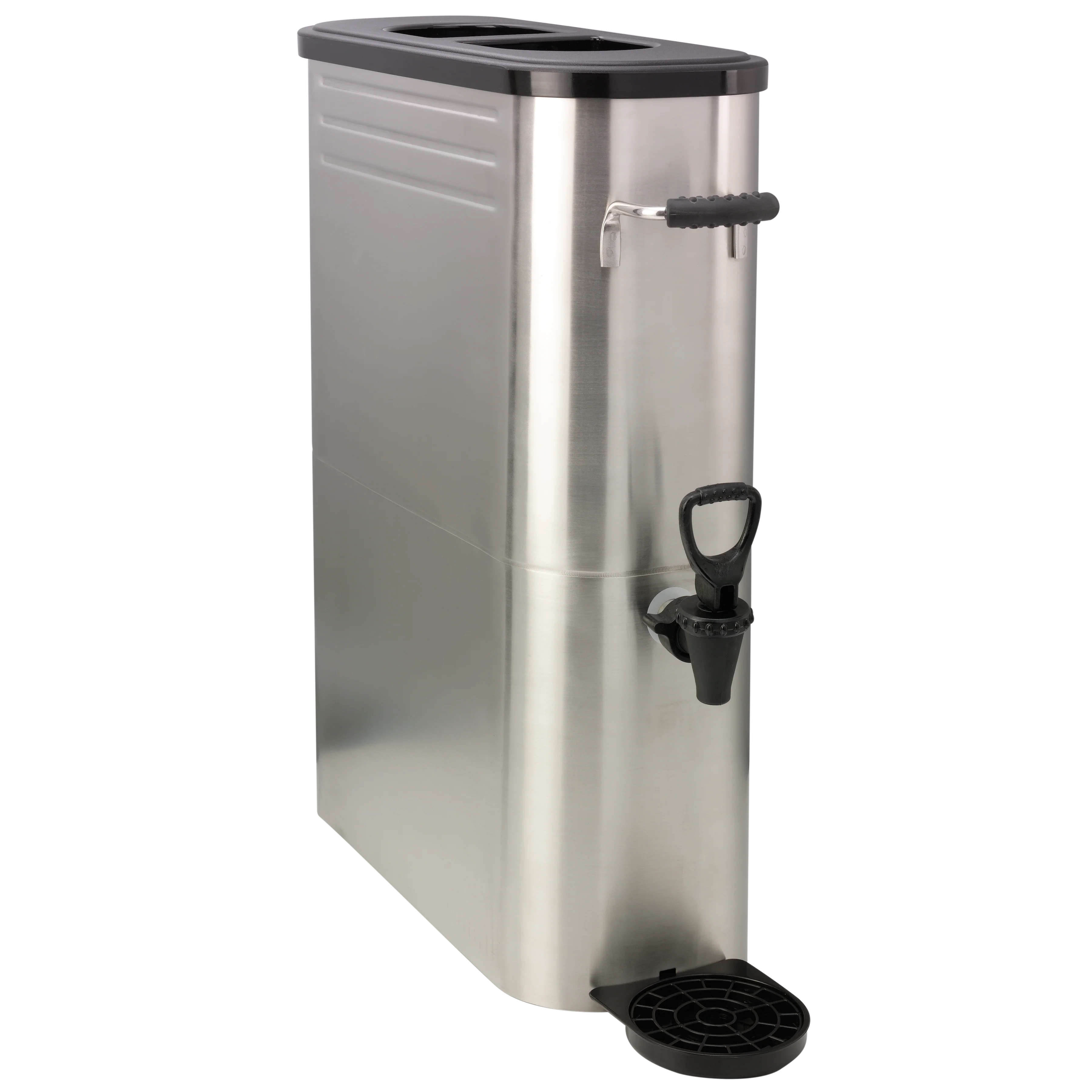 Slim 5-Gallon Commercial Stainless Tea Urn in Brushed Stainless and Black