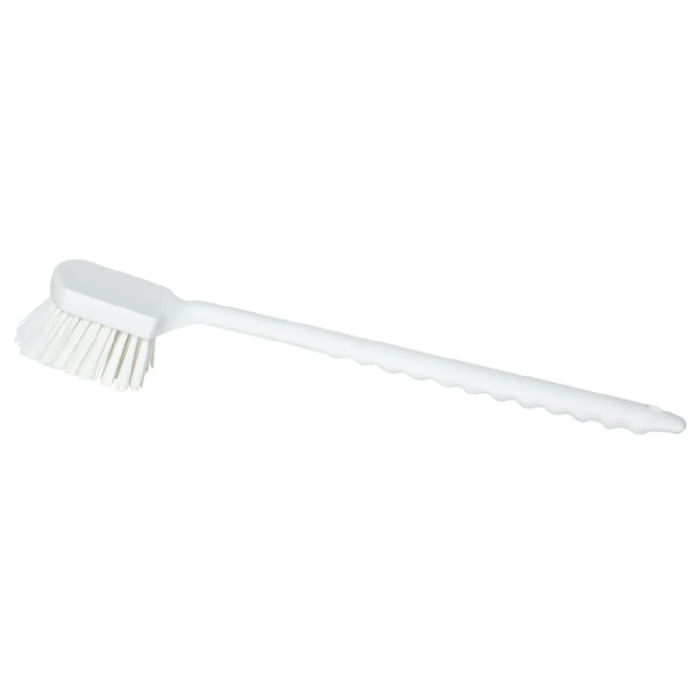 Carlisle 40501EC02 20 Inch Long Scrub Brush Plastic Handle White Polyester Bristles