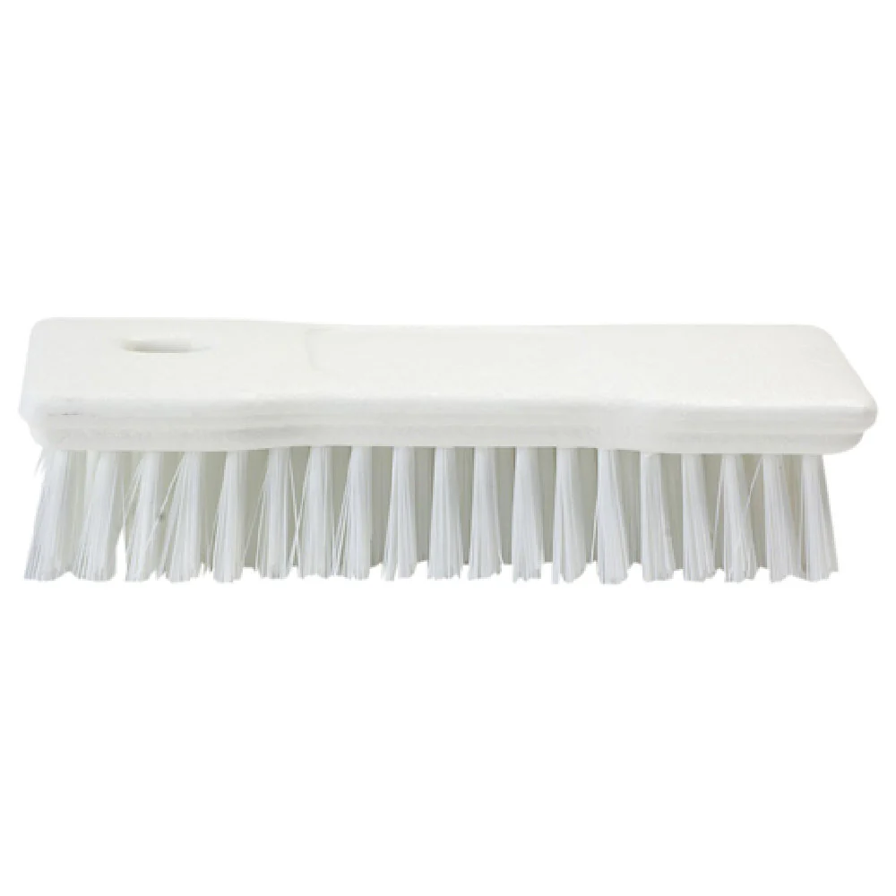 Carlisle 42024EC02 8 Inch Hand Scrub with Plastic Handle White Polyester Bristles