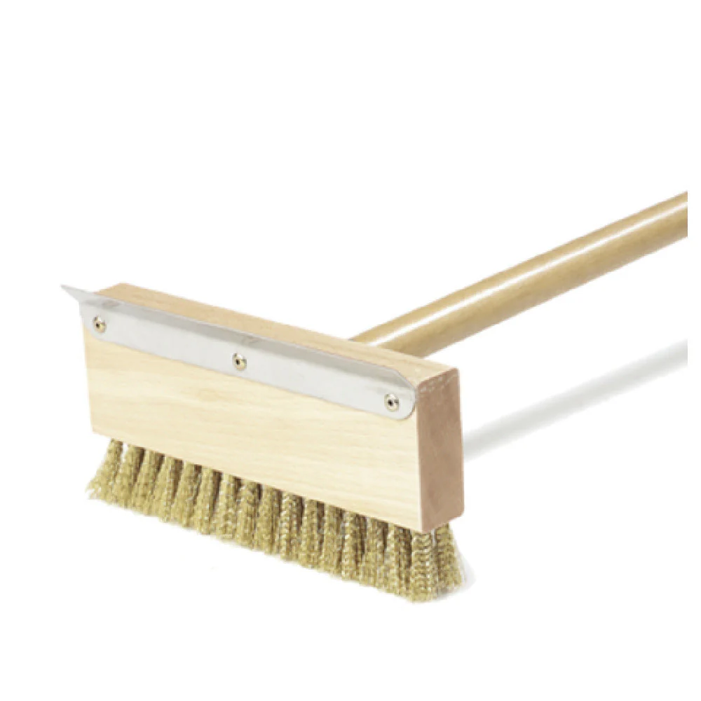 Carlisle 4152000 42 Inch Scraper Oven Brush with Wooden Handle Brass Wire