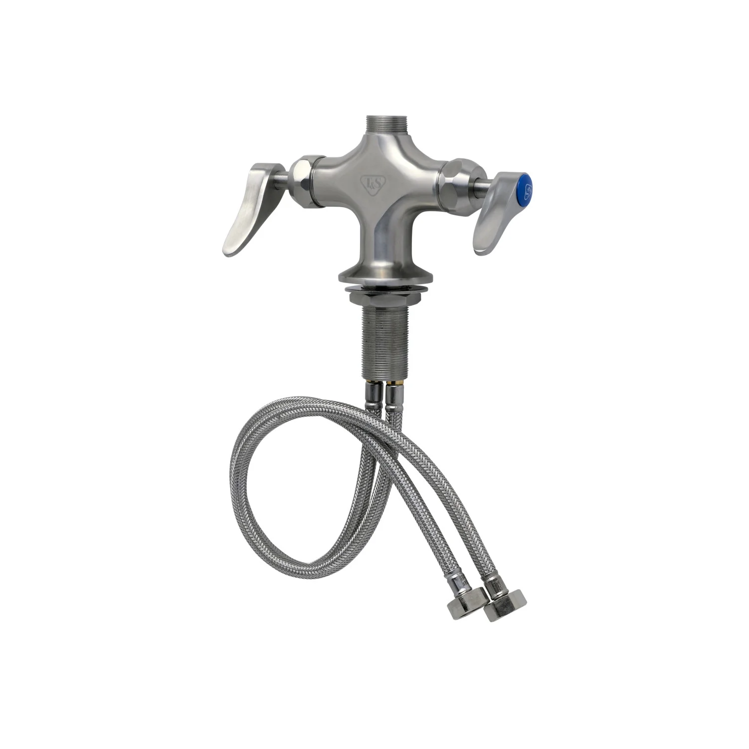 T&S Brass S-0200-CR-LN Single Hole Deck Mount Stainless Steel Double Pantry Faucet Base - Cerama Cartridges