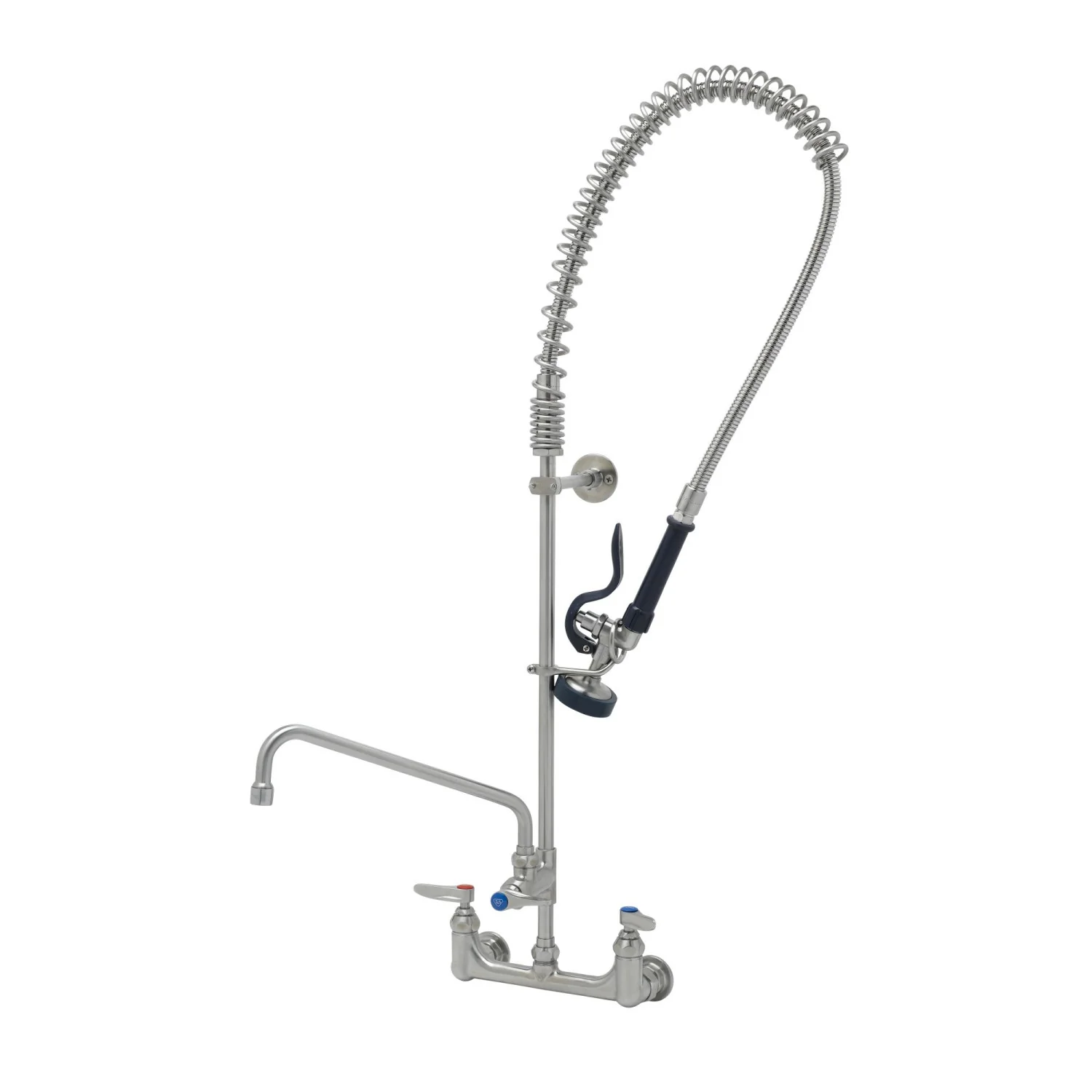 T&S Brass S-0133-A14-B 8" Wall Mount Stainless Steel Pre-Rinse Unit - 14" Nozzle & S-0107 Valve