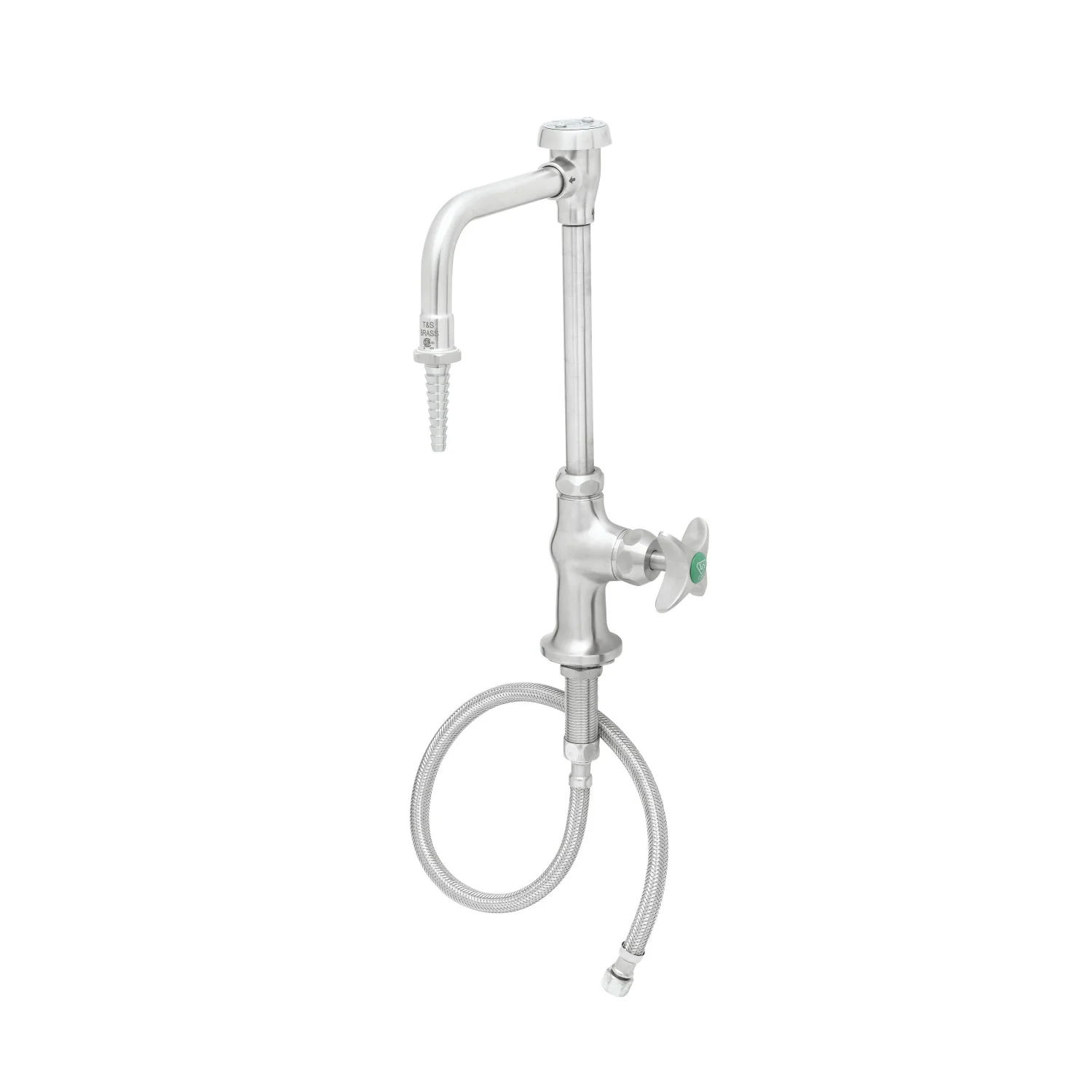 T&S Brass SL-5705-08CR Stainless Steel Deck Mount Lab Faucet - Gooseneck w/ Vacuum Breaker & 4-Arm Handle