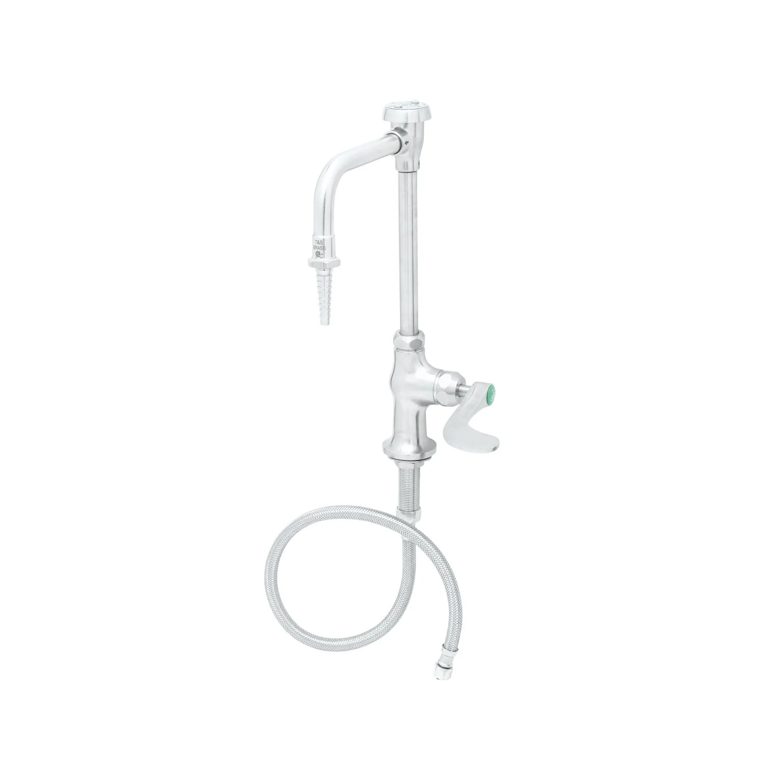 T&S Brass SL-5705-08CRWH4 Stainless Steel Deck Mount Lab Faucet - Gooseneck w/ Vacuum Breaker & Wrist Action