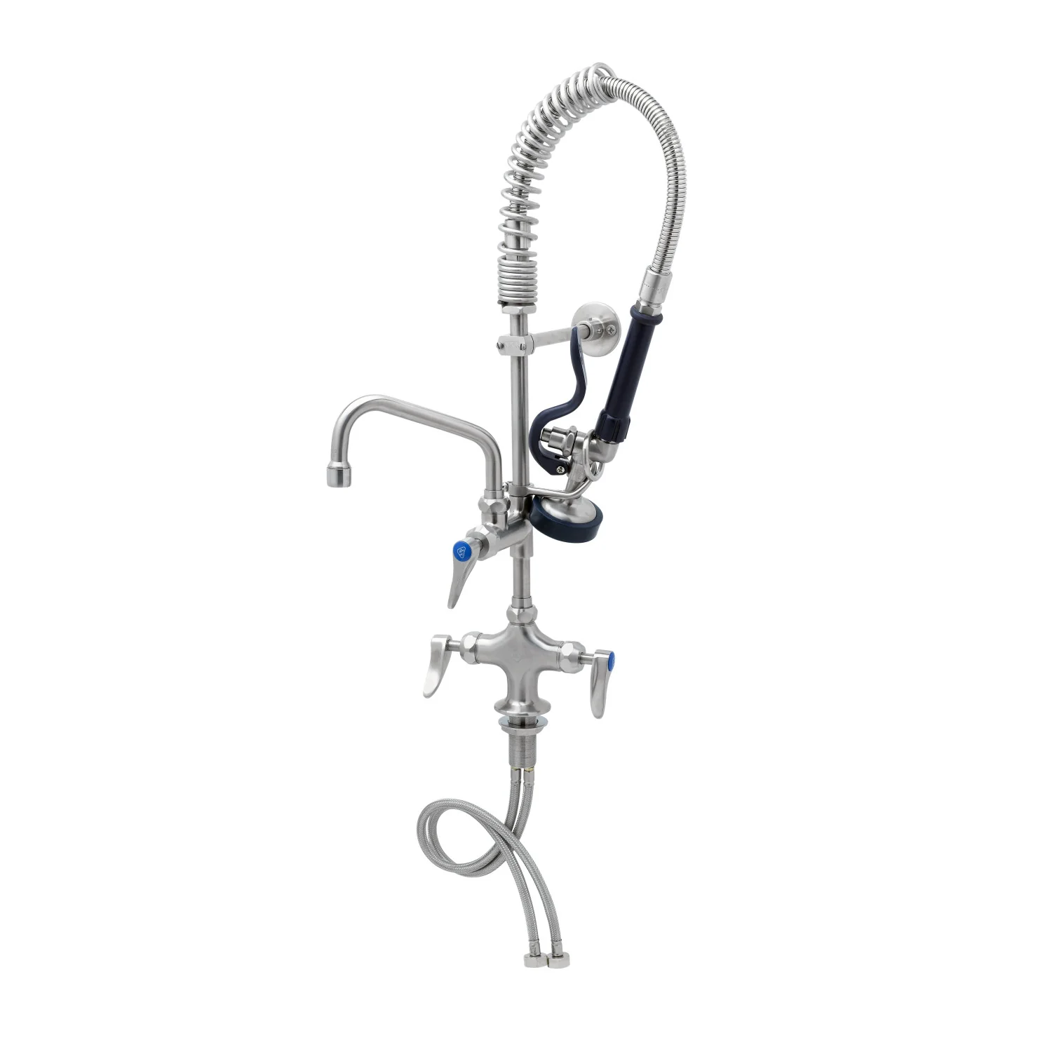 T&S Brass SMPK-2DLN-08-CR 8" Swing Nozzle Stainless Steel Mini-Pre-Rinse - Deck Mount & Rough Chrome