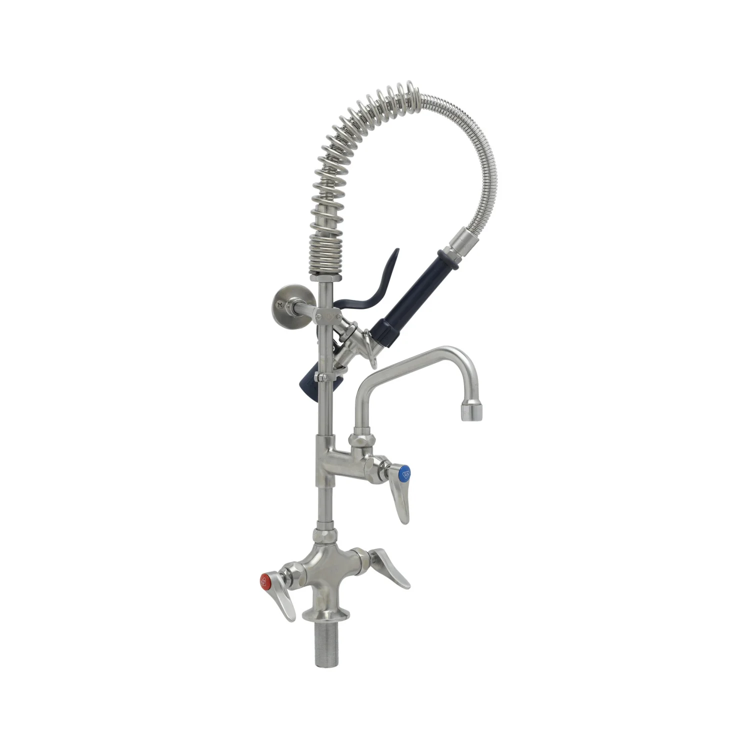 T&S Brass SMPM-2DLN-06 6" Swing Nozzle Stainless Steel Mini-Pre-Rinse - Dual Handle Deck Mount