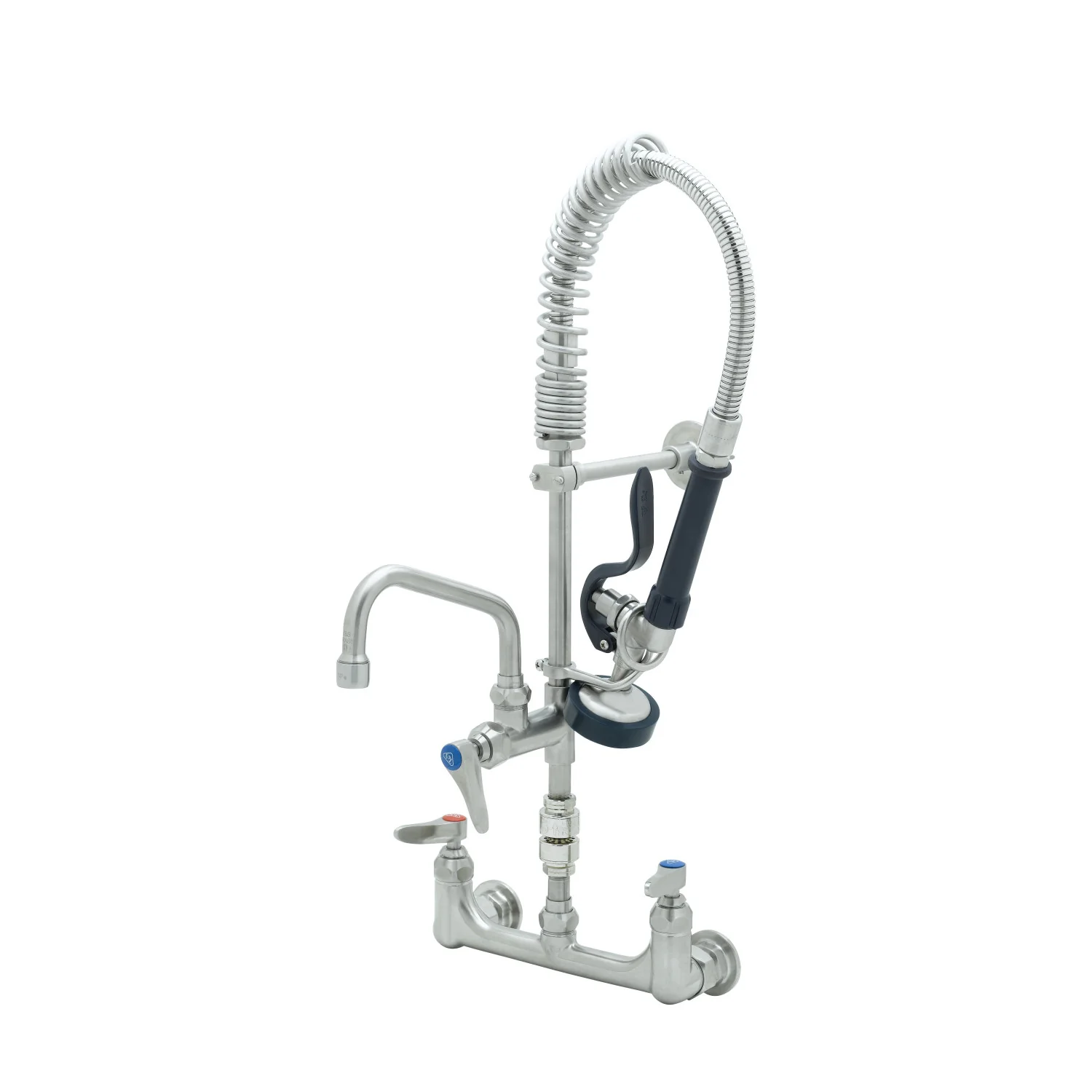T&S Brass SMPK-8WLN-08 8" Wall Mount Stainless Steel Mini Pre-Rinse - 8" Nozzle & S-0107 Valve