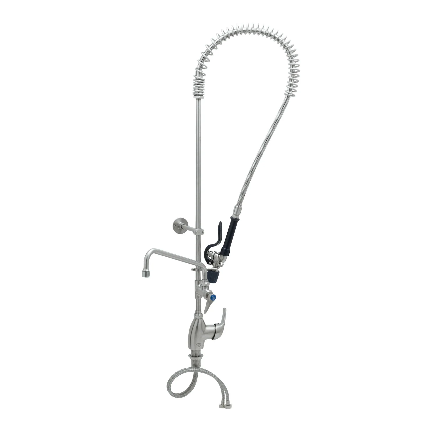 T&S Brass S-2780-A12-BC 12" Swing Nozzle Stainless Steel Pre-Rinse Unit - Single Lever Deck Mount & S-0107-C Valve