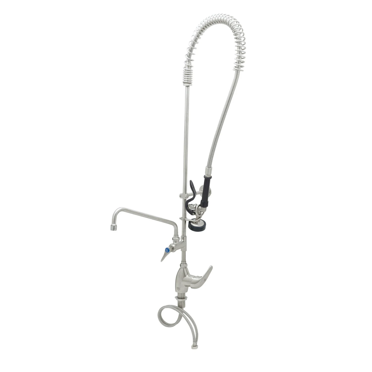 T&S Brass S-2780-A12-B 12" Swing Nozzle Stainless Steel Pre-Rinse Unit - Single Lever Deck Mount & S-0107 Valve