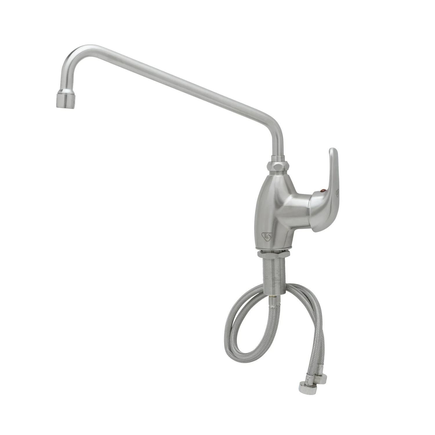 T&S Brass S-2785-S062X 12" Swing Nozzle Stainless Steel Single Lever Deck Mount Faucet