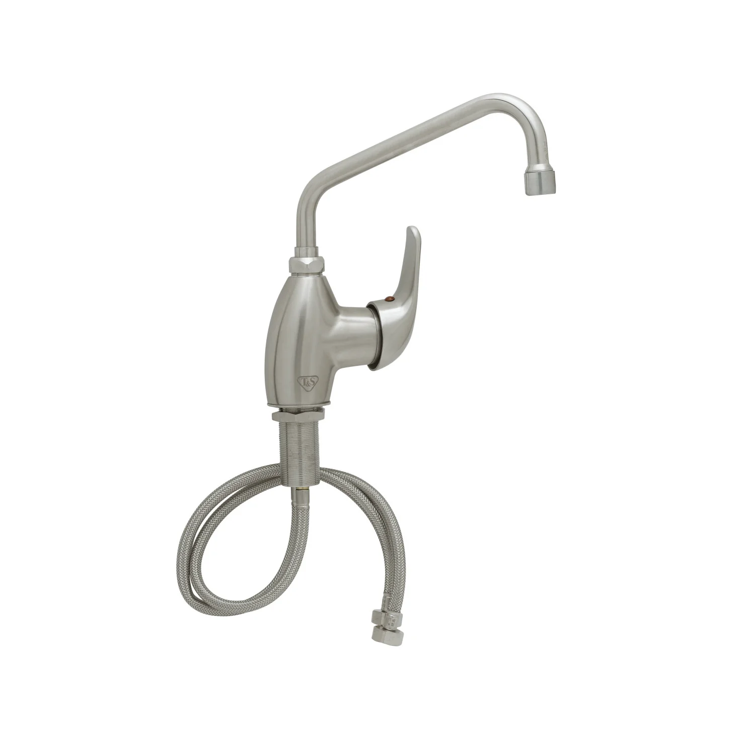 T&S Brass S-2785-S060X 8" Swing Nozzle Stainless Steel Single Lever Deck Mount Faucet