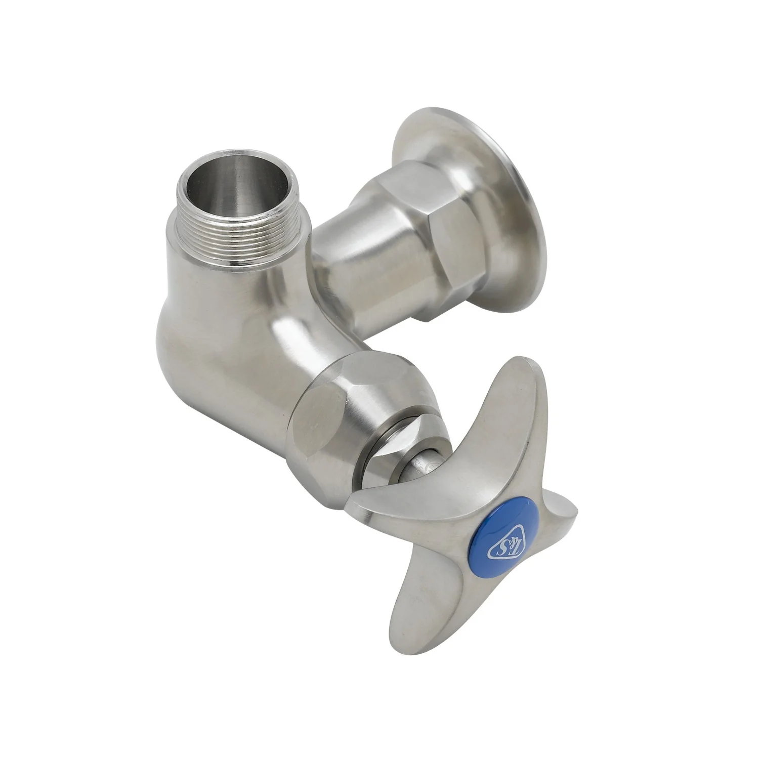 T&S Brass S-0210-LN Single Temperature Wall Mount Stainless Steel Pantry Faucet Base - Less Nozzle