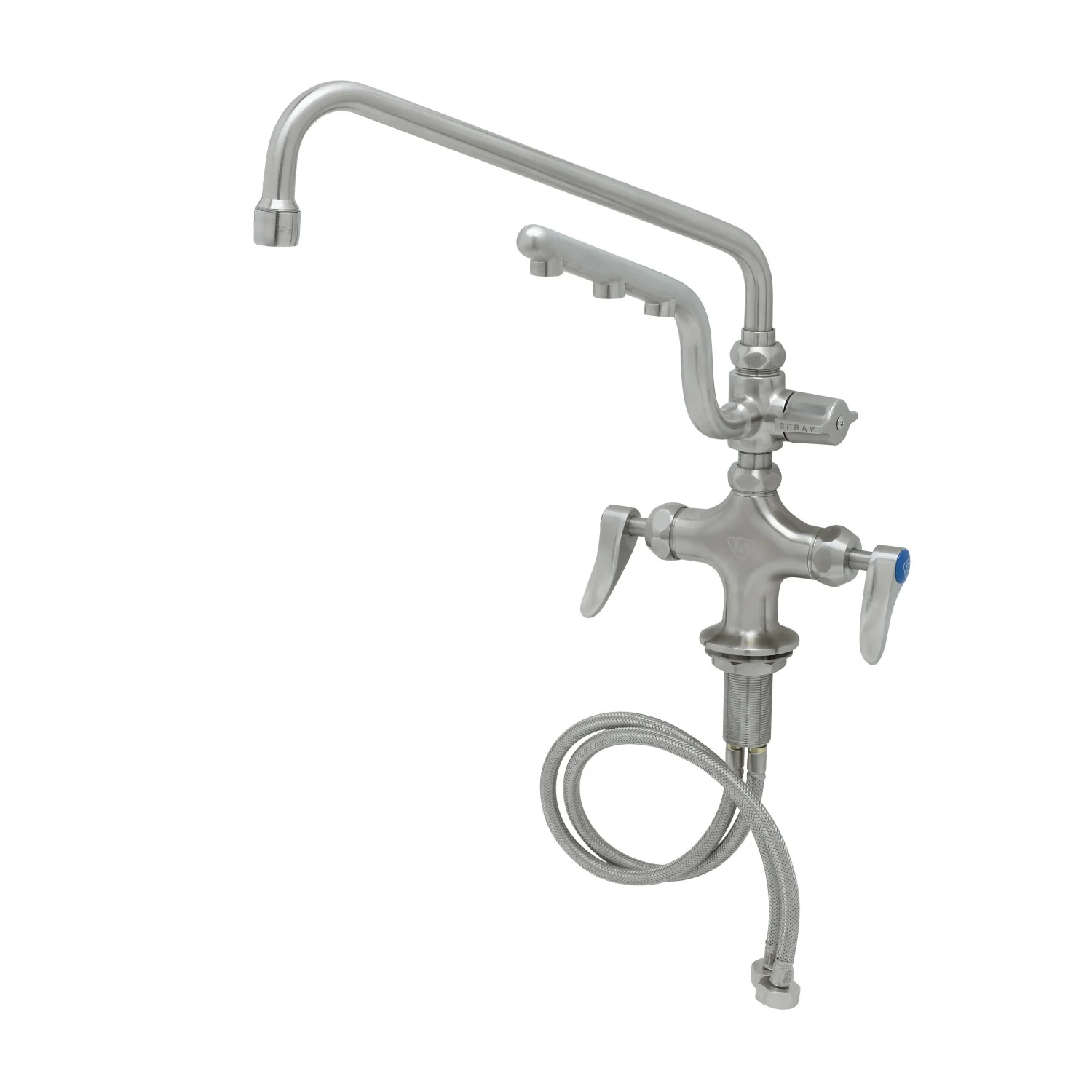 T&S Brass S-0201-U12-CR 12" Swing Nozzle Stainless Steel UltraRinse Mixing Faucet - Single Hole Deck Mount