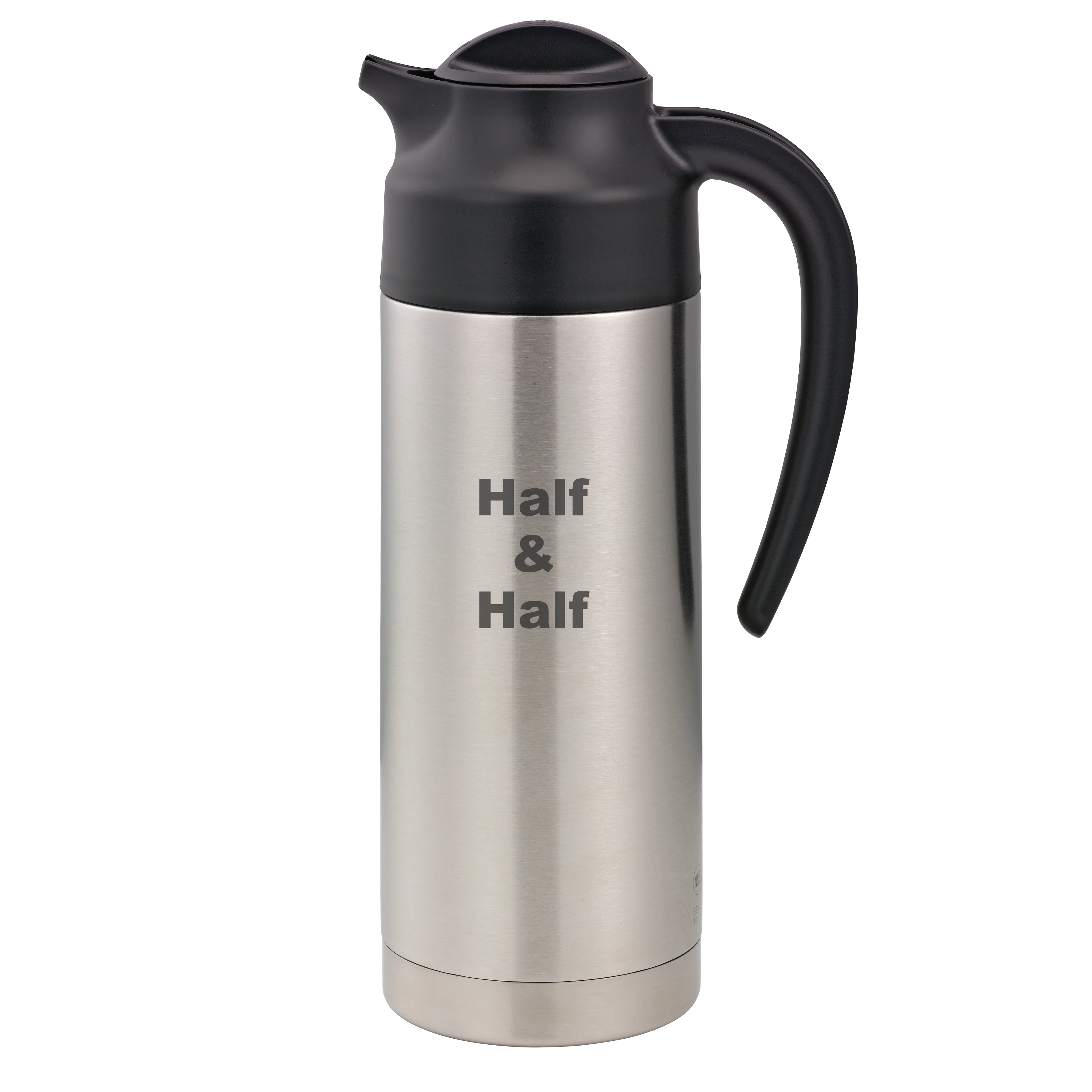 SteelVac® 1-Liter Vacuum Insulated Creamer with Steel Base Laser Etched "Half & Half" in Brushed Stainless and Black