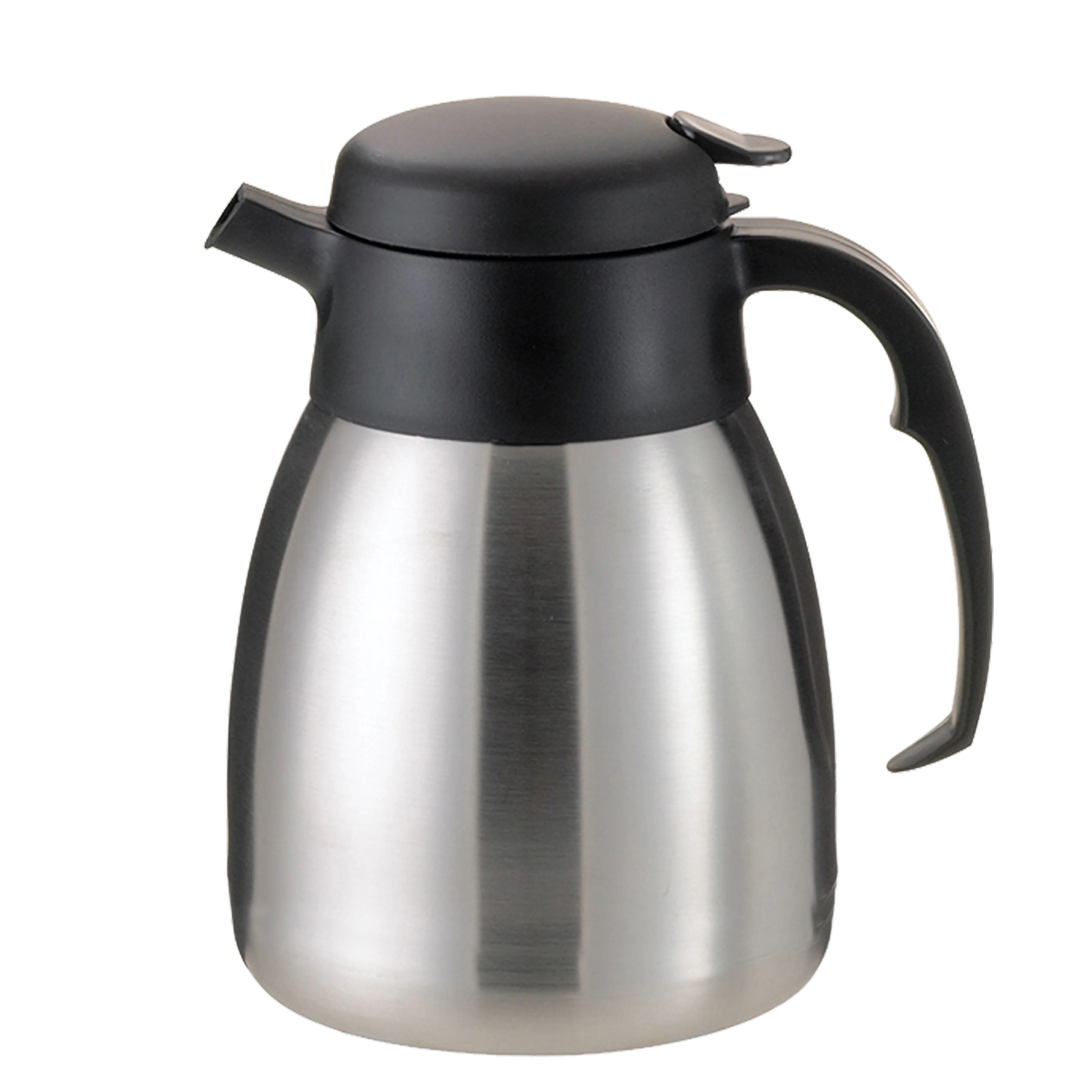 SteelVac® Essential 1.2-Liter Vacuum Insulated Carafe with Push Button Lid in Brushed Stainless and Black