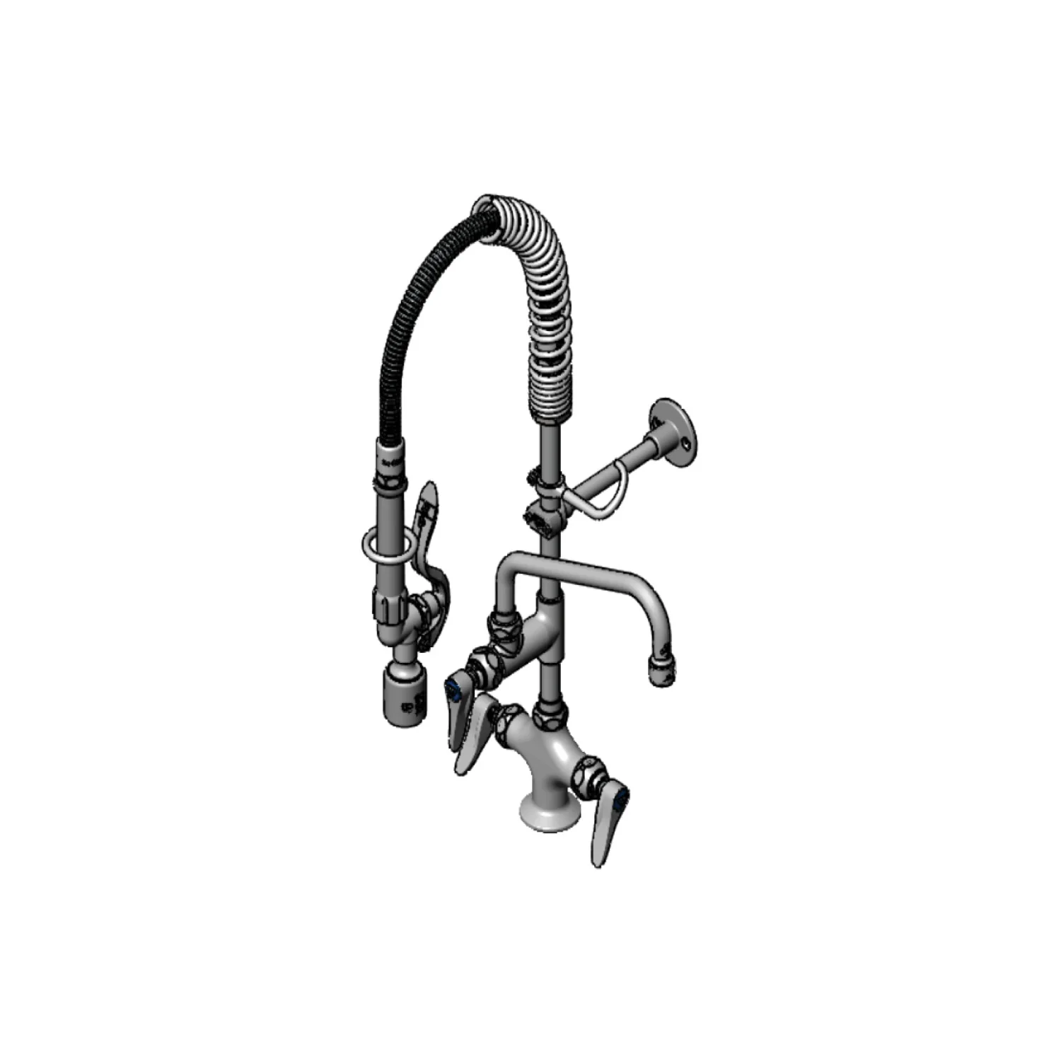 T&S Brass MPY-2DLN-08F12-CRF 8" Swing Nozzle Single Hole Deck Mount Mini Pre-Rinse - G1/2" Inlets & 1.2 GPM Aerator