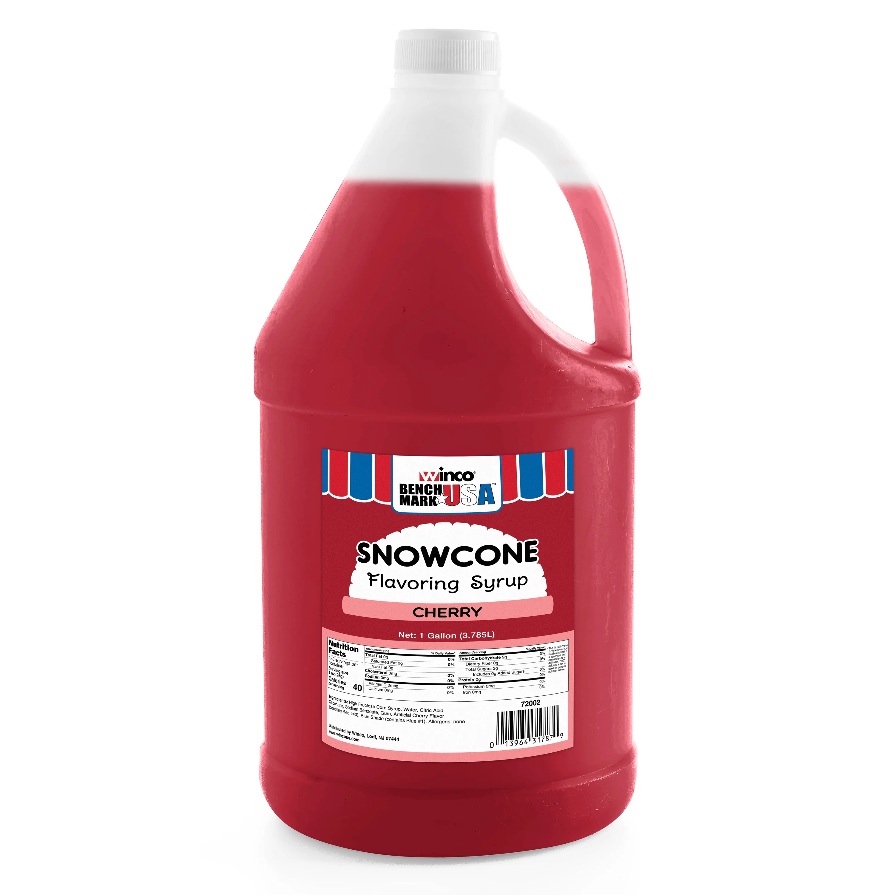 Winco 72002CS 1 Gallon Cherry Syrup for Snow Cones 4 Gallons Cases - Image 2