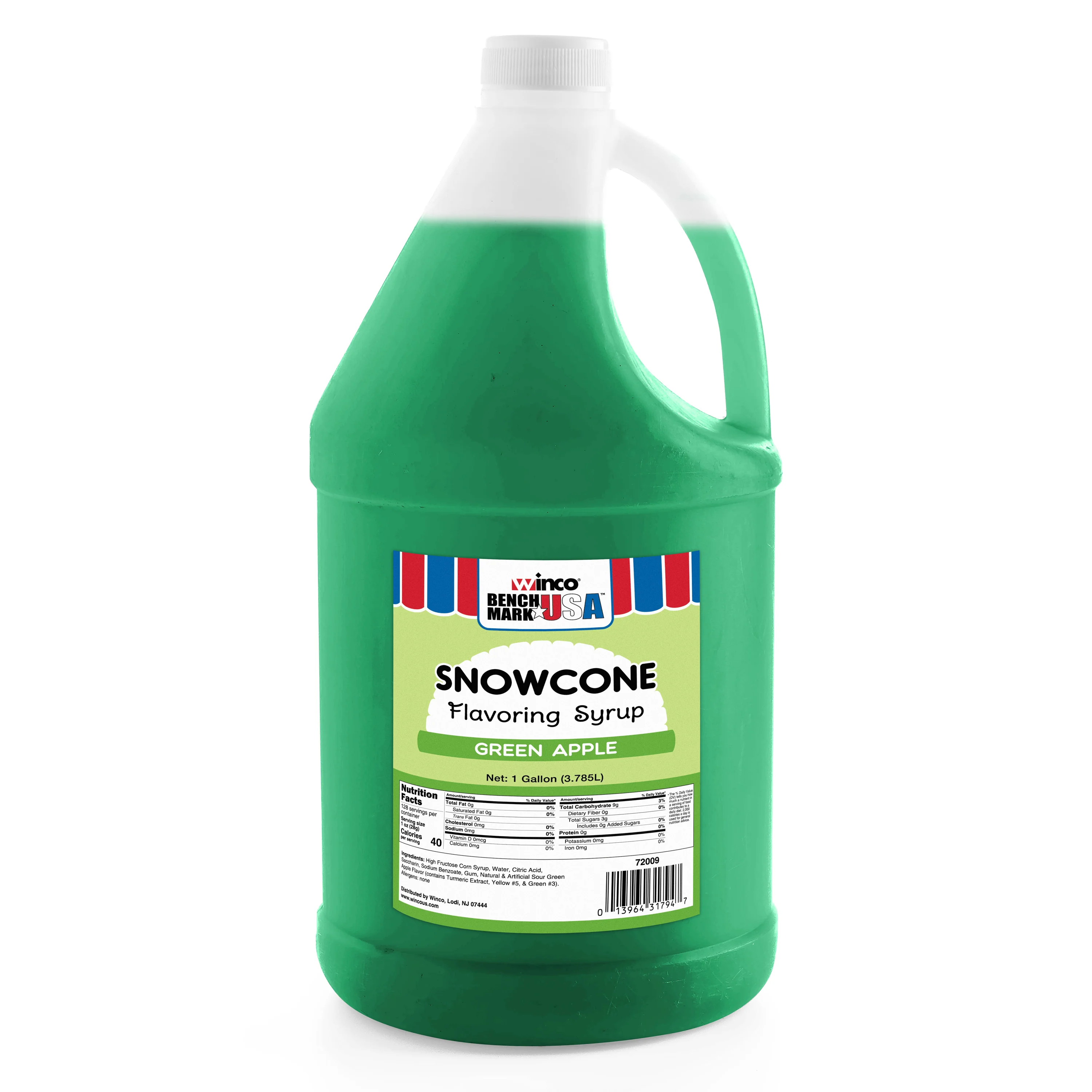 Winco 72009CS 1 Gallon Green Apple Snow Cone Syrup 4 Gallons Per Case - Image 2