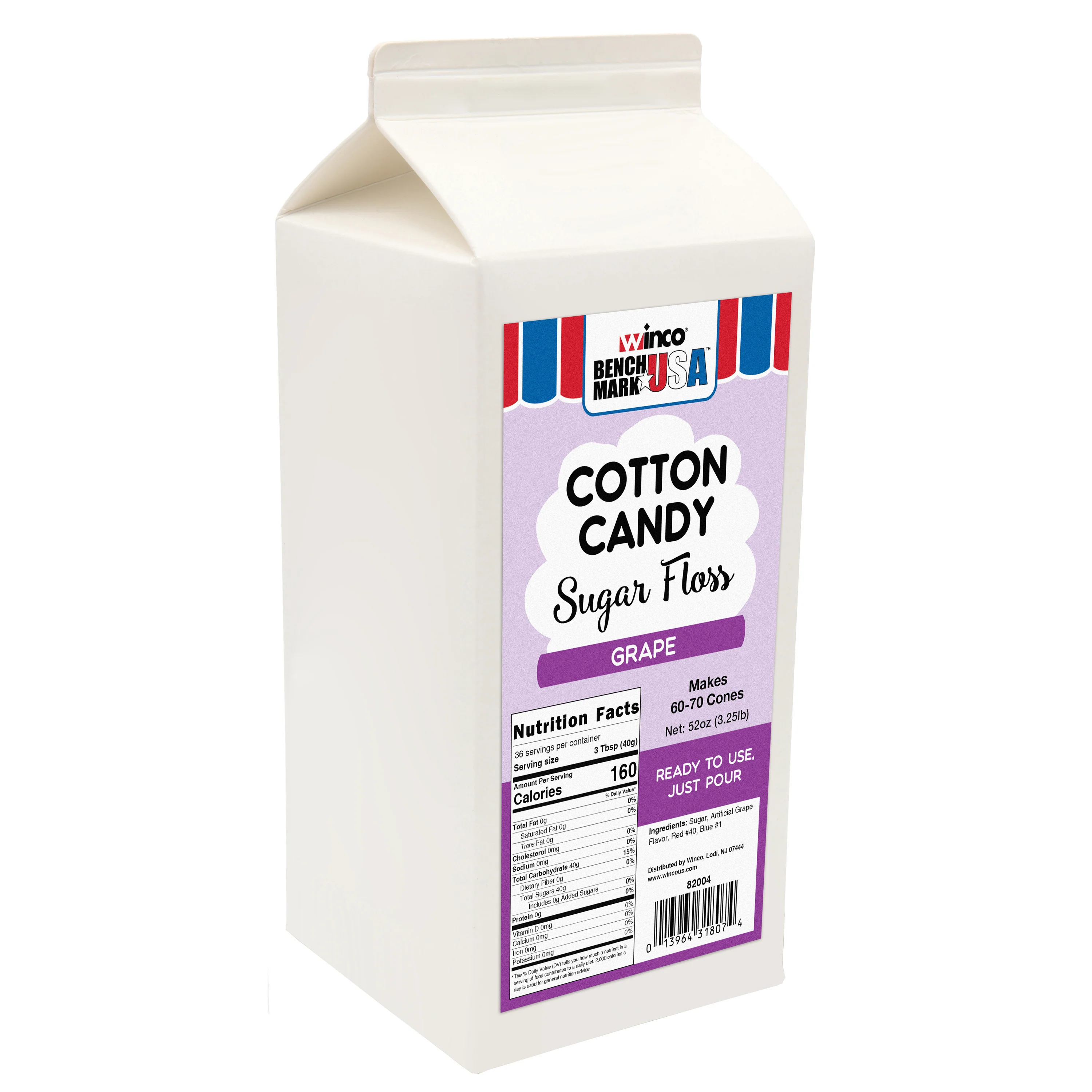 Winco 82004CS 3.25 Lb Grape Sugar Floss 6 Packs - Cotton Candy Concession - Image 2