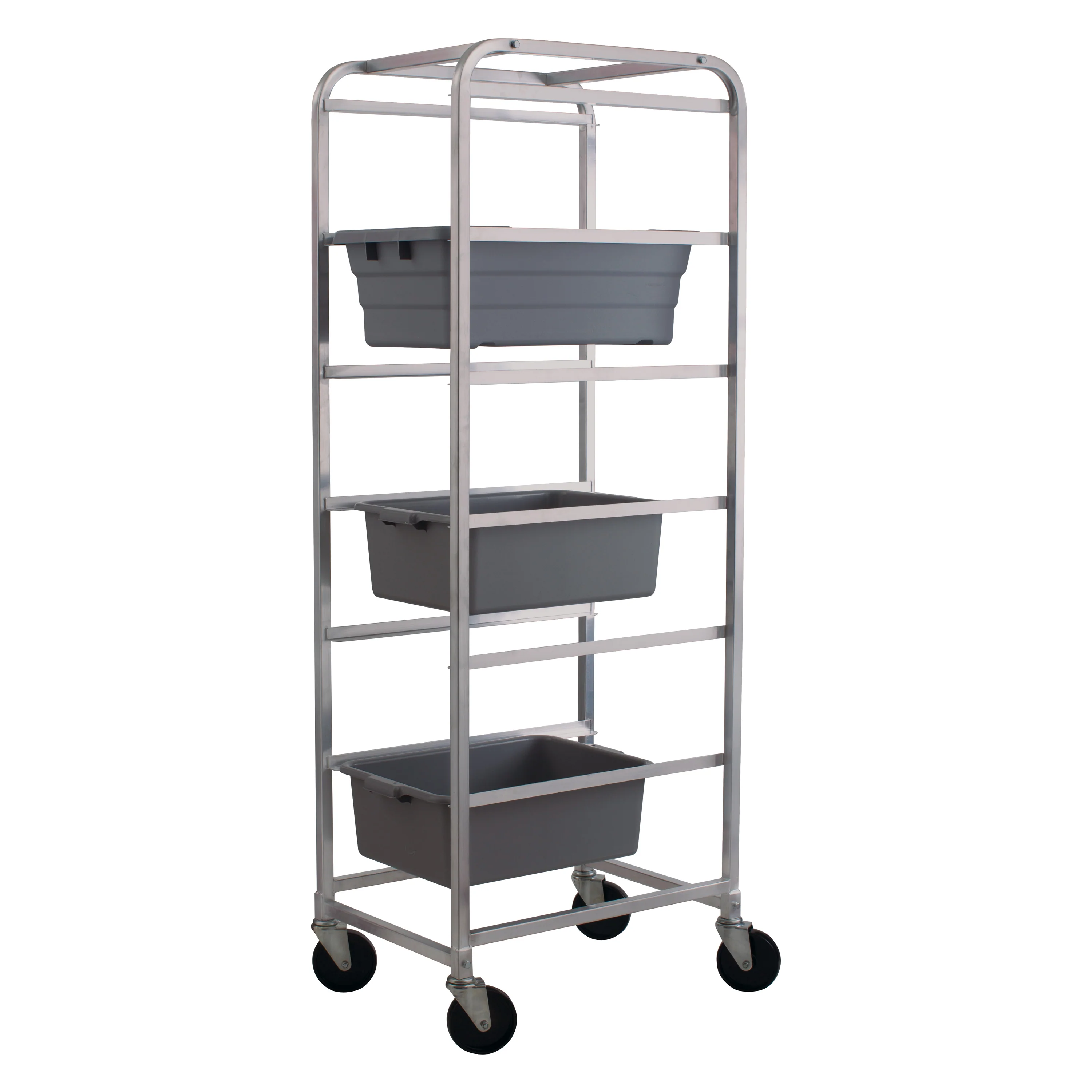 Winco ABBC-6 18-5/8 Inch Bus Box Cart 6 Tier Aluminum Mobile with Casters - Image 3