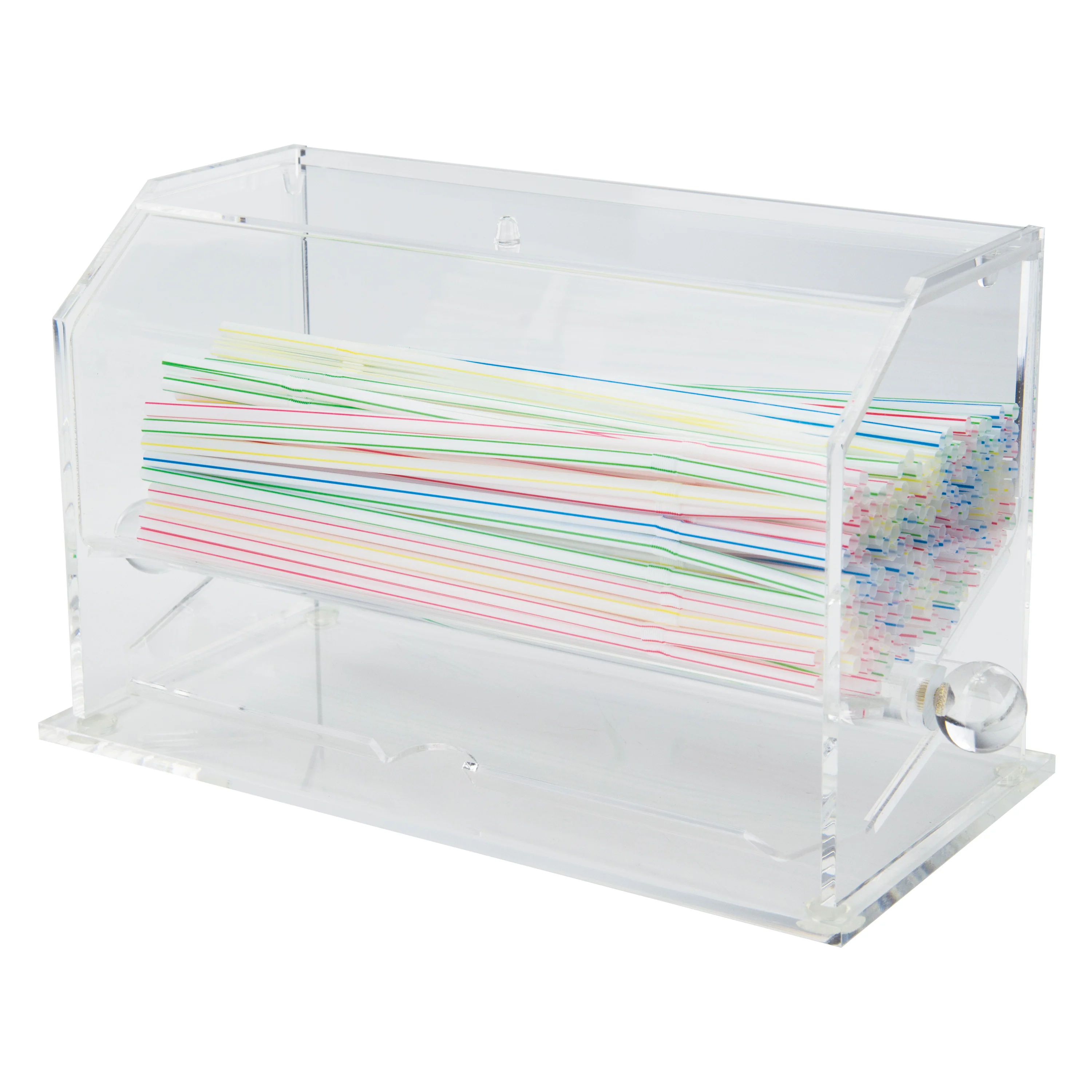 Winco ACSD-712 10-3/4 Inch Straw Dispenser BPA Free Clear Acrylic with 250 Capacity - Image 2