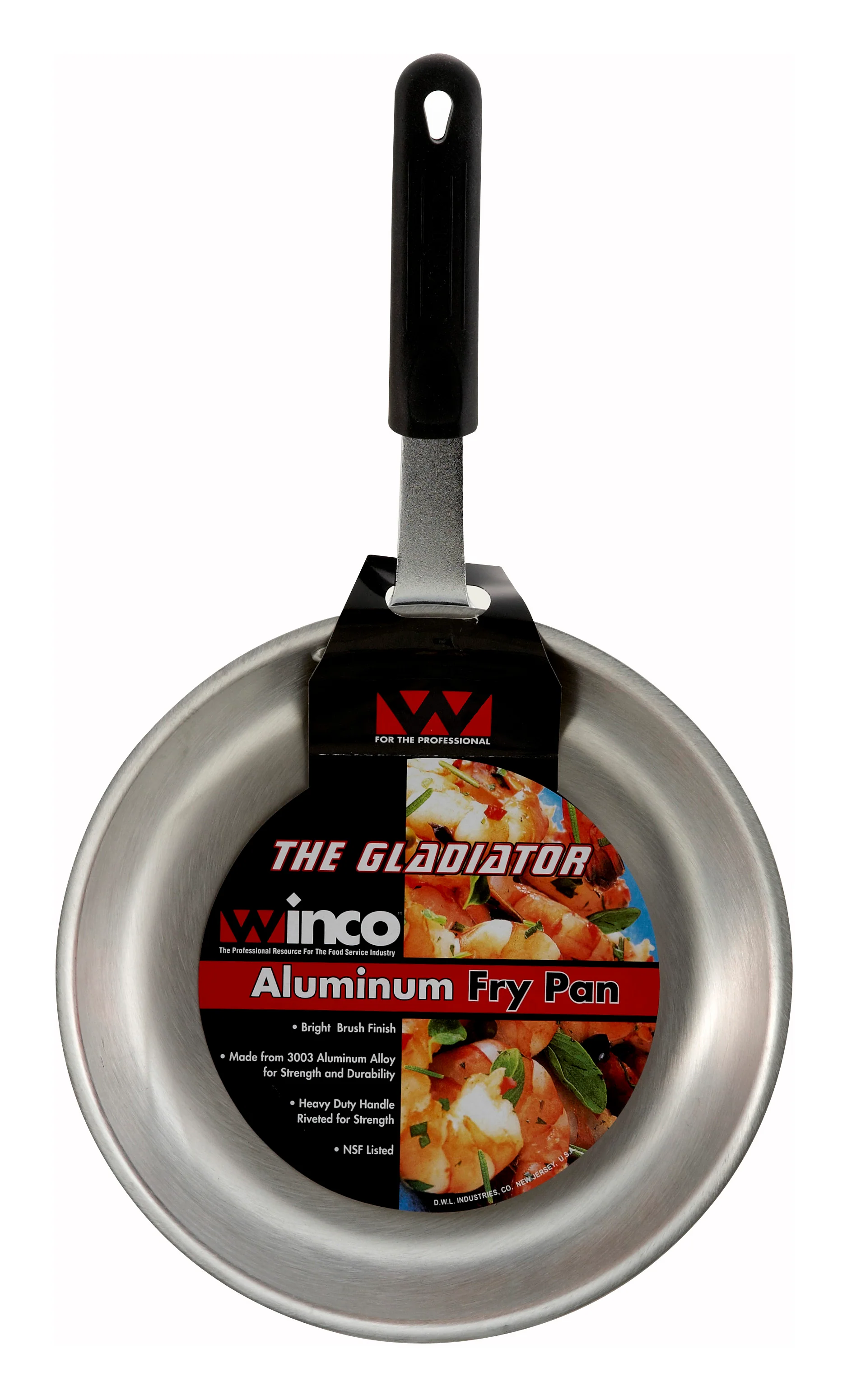 Winco AFP-10A-H 10 Inch Fry Pan Round Riveted Handle Blue Silicone Sleeve Aluminum - Image 4