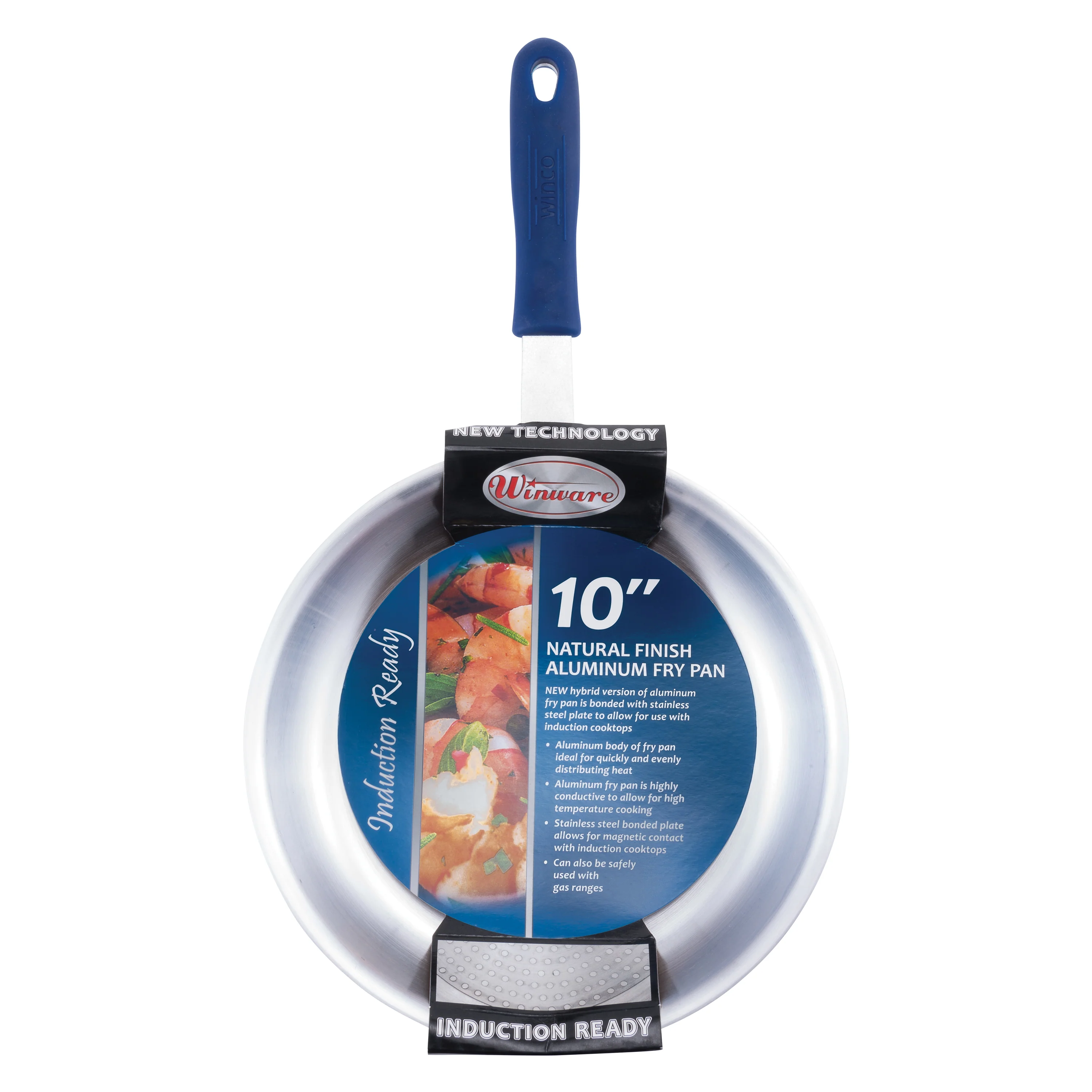 Winco AFPI-10H 10 Inch Fry Pan Riveted Handle Silicone Sleeve Induction Ready Aluminum - Image 2