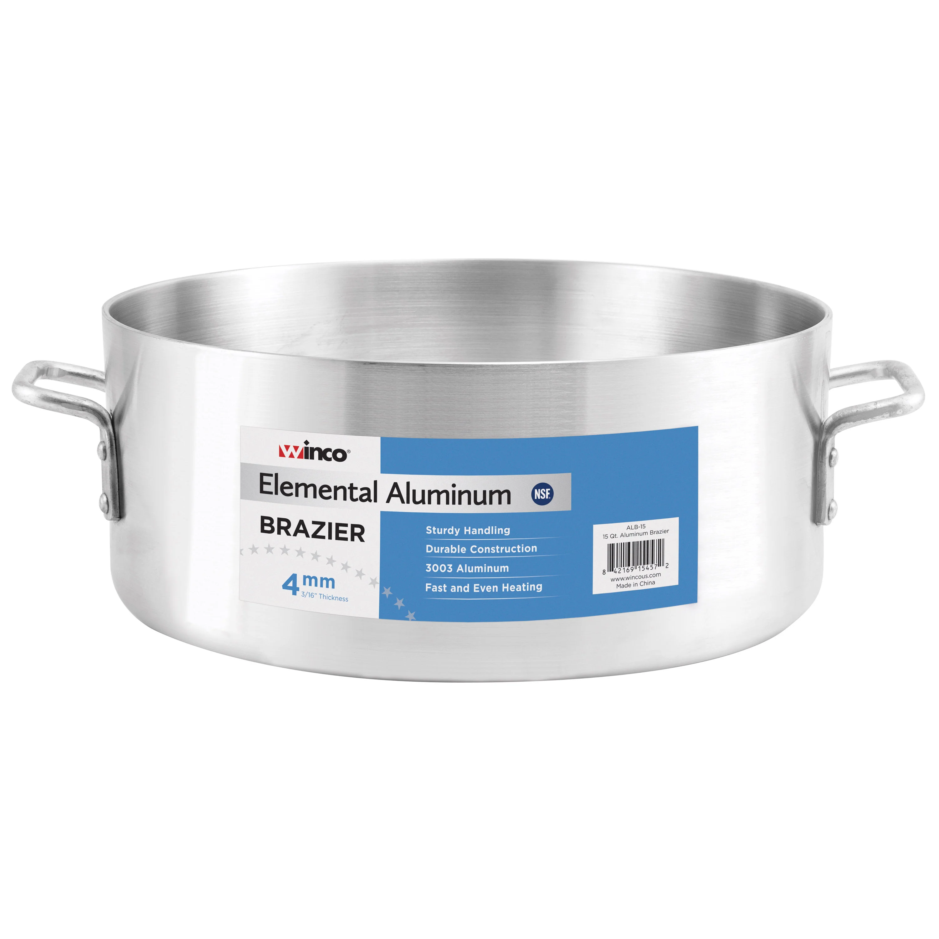 Winco ALB-18 18 Qt Brazier Pan 16-1/4 Inch Diameter 4mm Aluminum NSF - Image 2