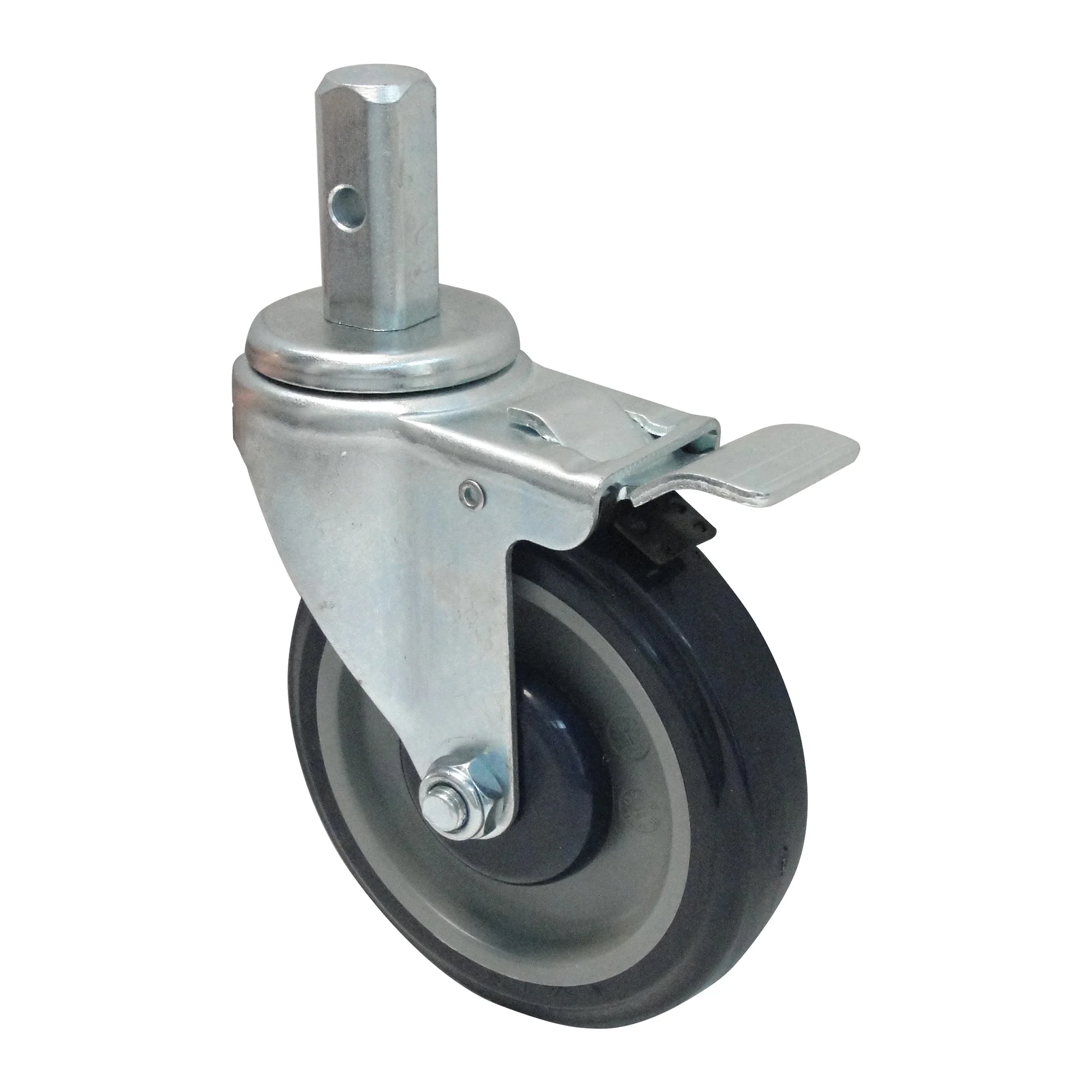 Winco 5" Heavy-Duty Stem Caster with Brake - For ALRK-30BK Racks - Image 2