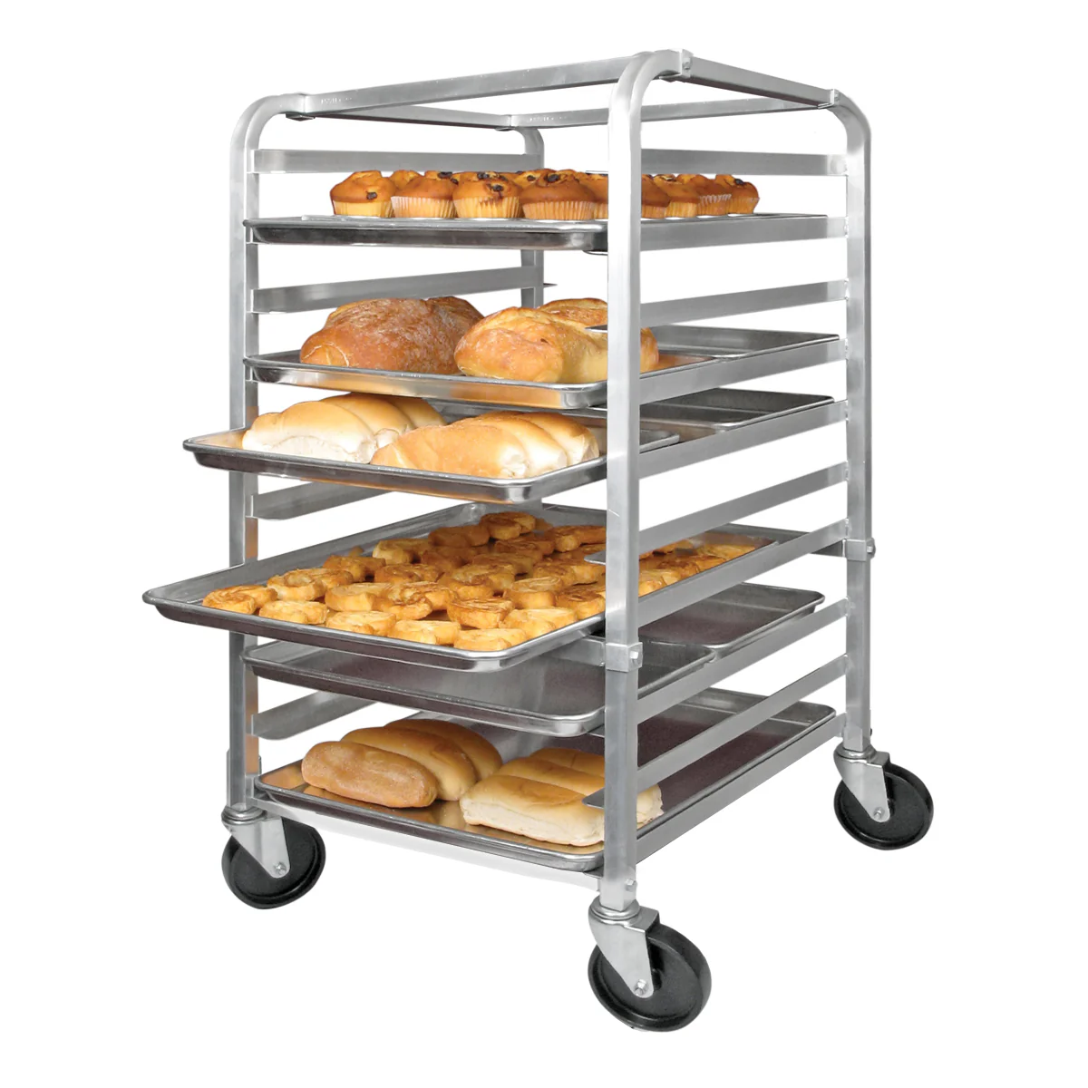 Winco ALRK-10 21 Inch Aluminum Mobile Sheet Pan Rack with Rubber Casters - Image 2