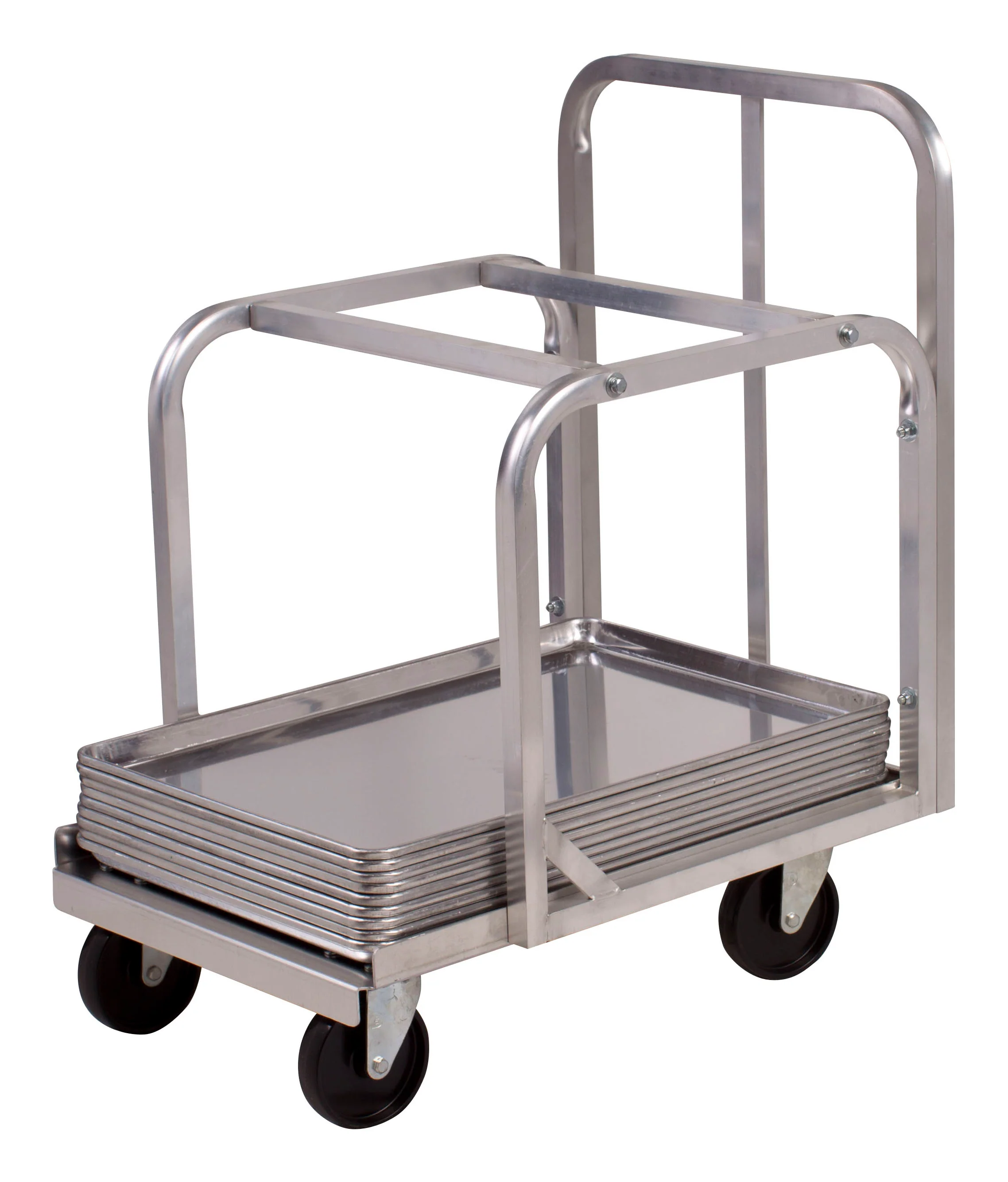 Winco ALRK-3 20 Inch Aluminum Sheet Pan Truck Mobile with 5 Inch Casters - Image 2