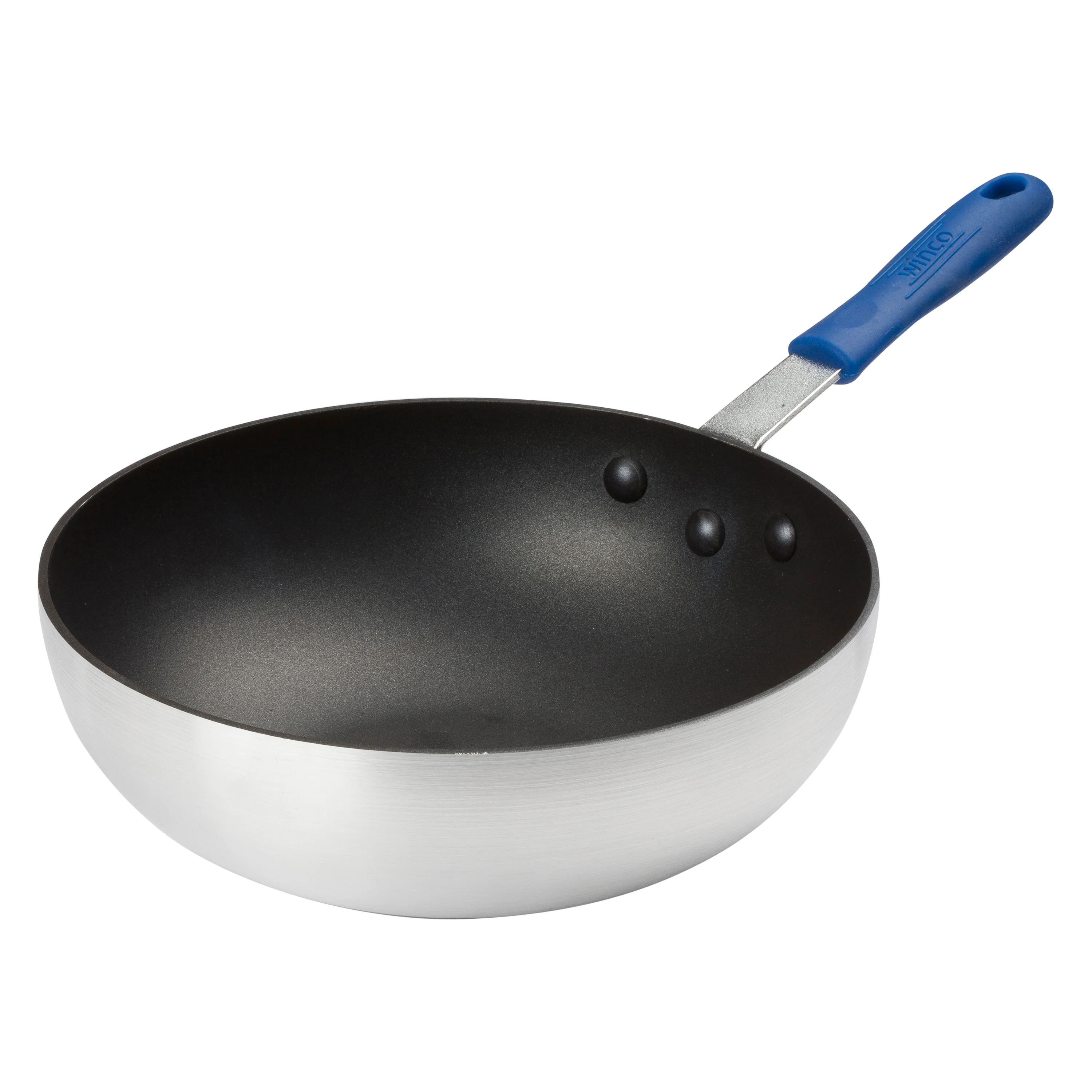 Winco ASFP-11NS 11 Inch Stir Fry Pan Round Aluminum with Silicone Handle - Image 2