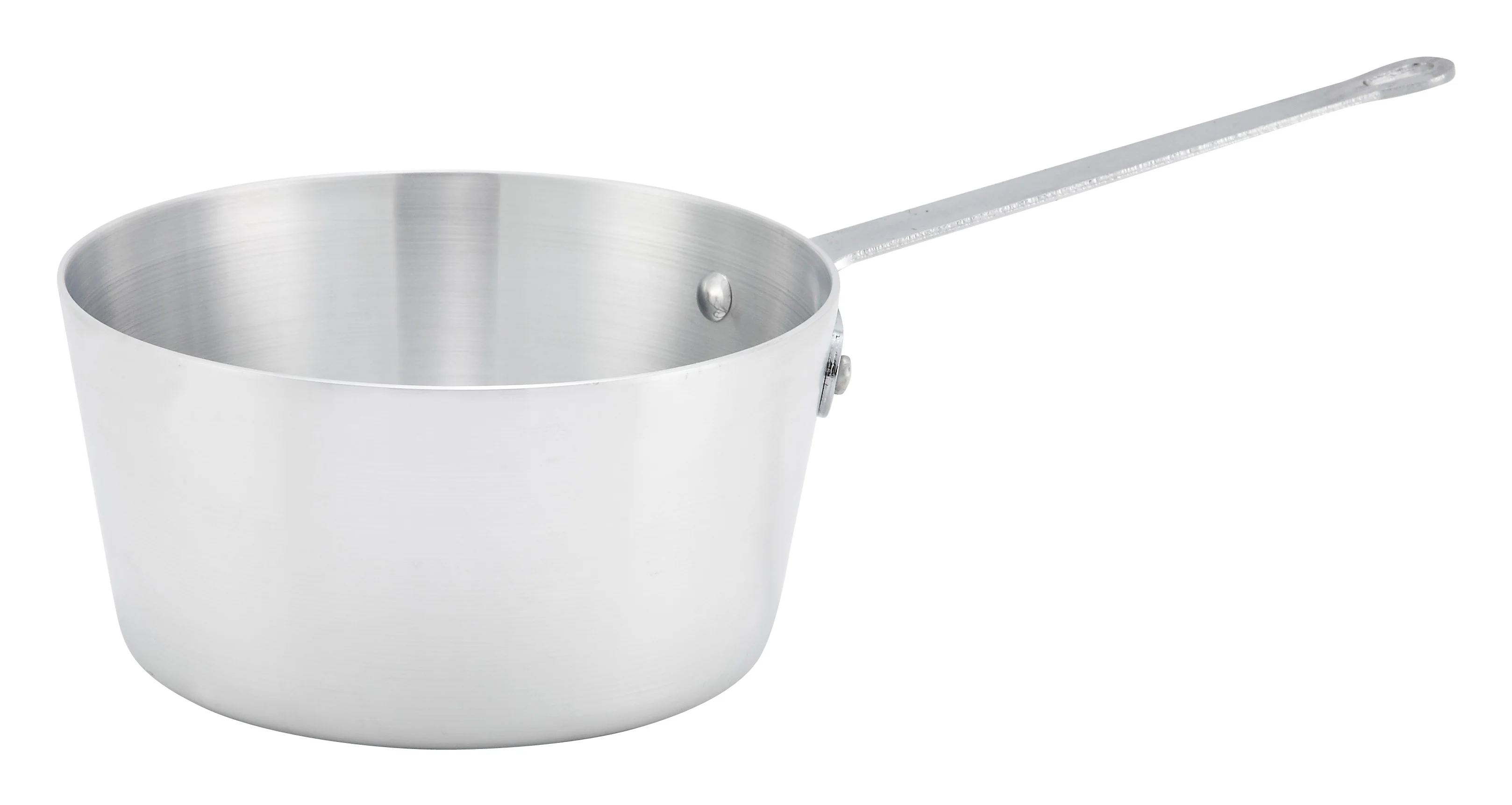 Winco ASP-3 3-3/4 Quart Sauce Pan Aluminum Tapered Sides Riveted Handle