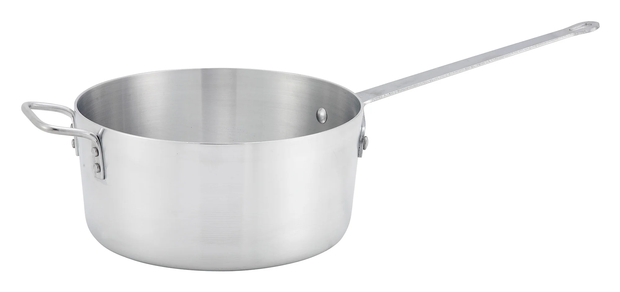 Winco ASP-7 7 Quart Sauce Pan Tapered Sides Riveted Handle Aluminum