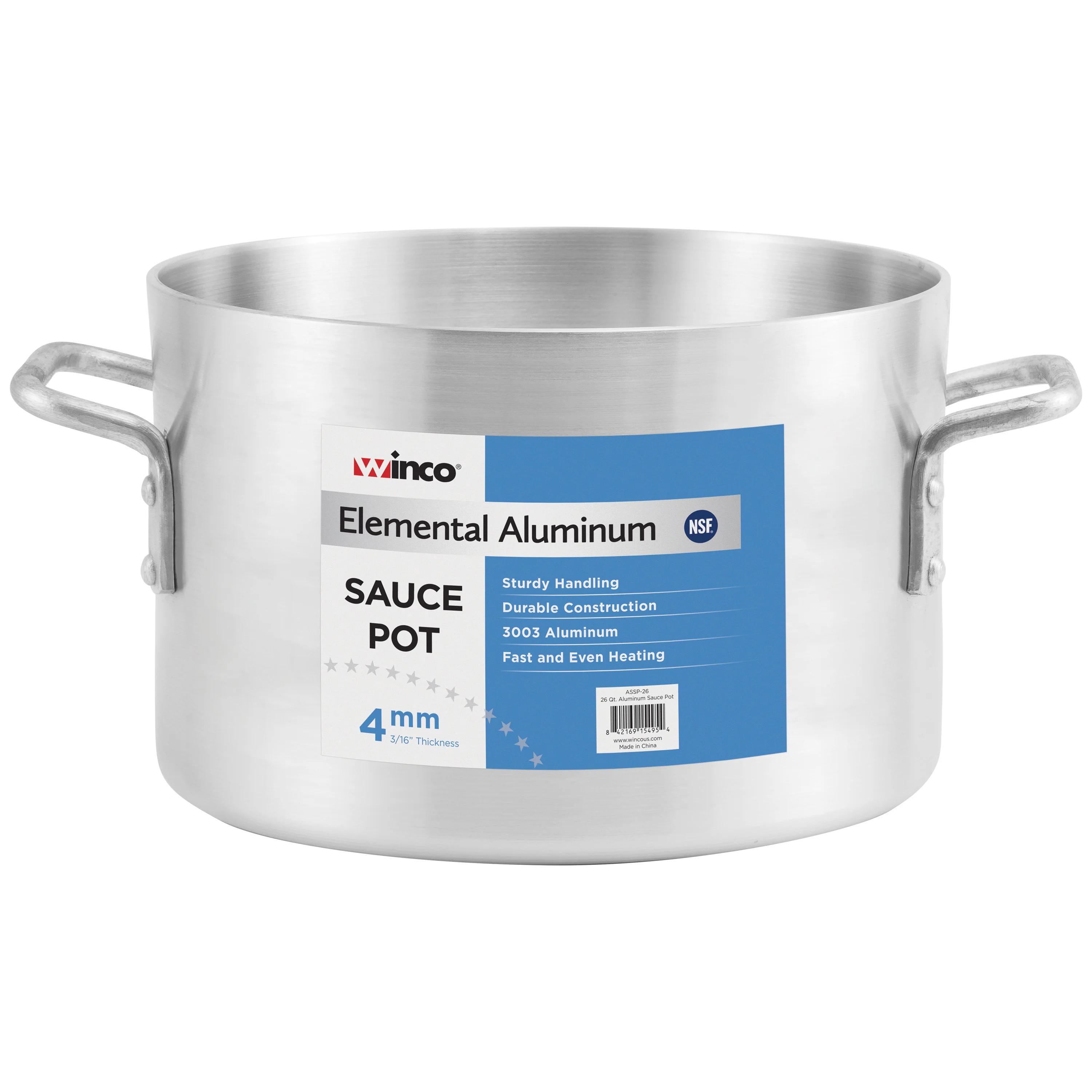 Winco ASSP-08 8 Quart Sauce Pot With Riveted Handle Aluminum - Image 2