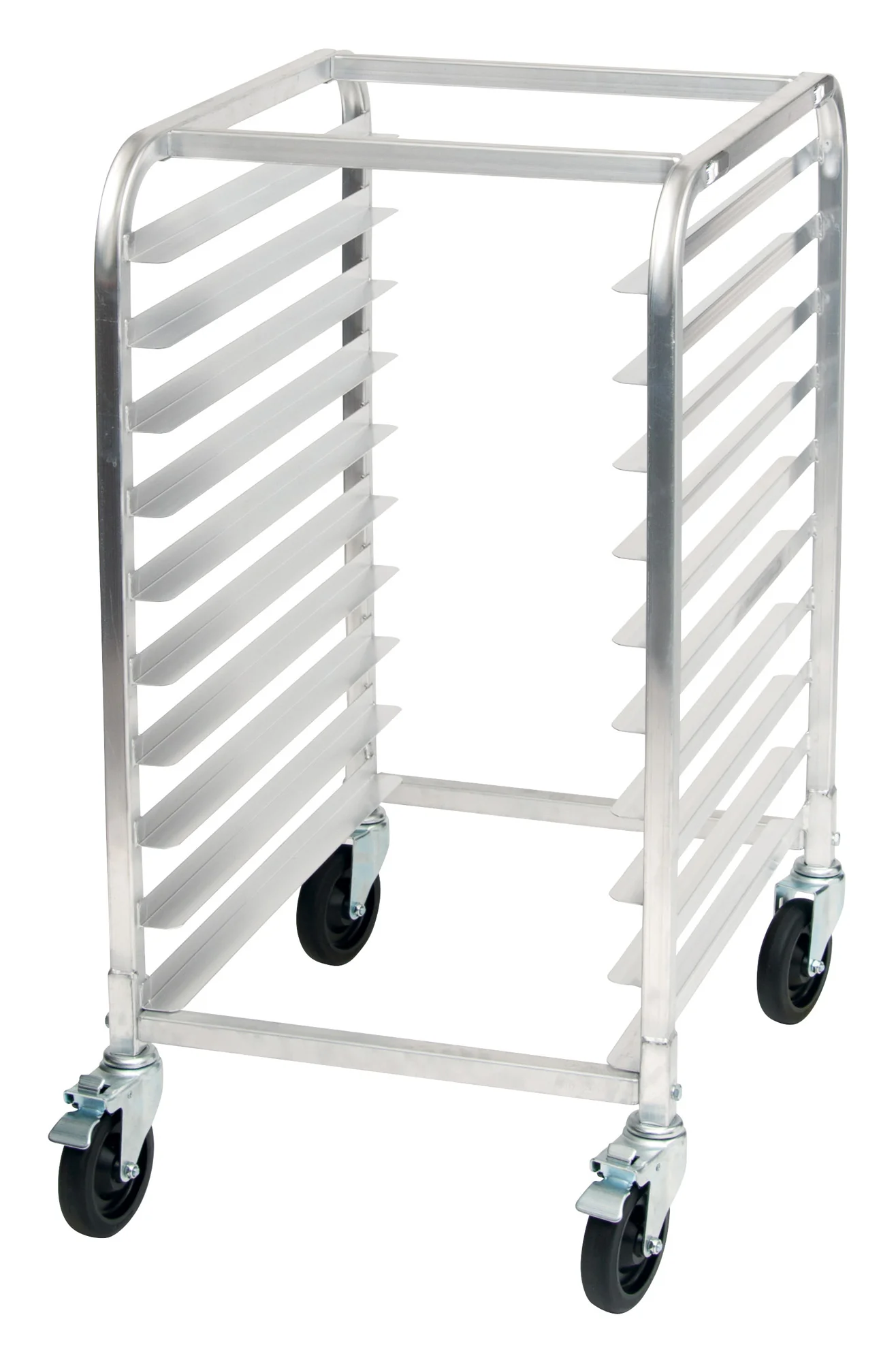 Winco AWRK-10 21 Inch Half Height Mobile Pan Rack Aluminum with Casters - Image 3