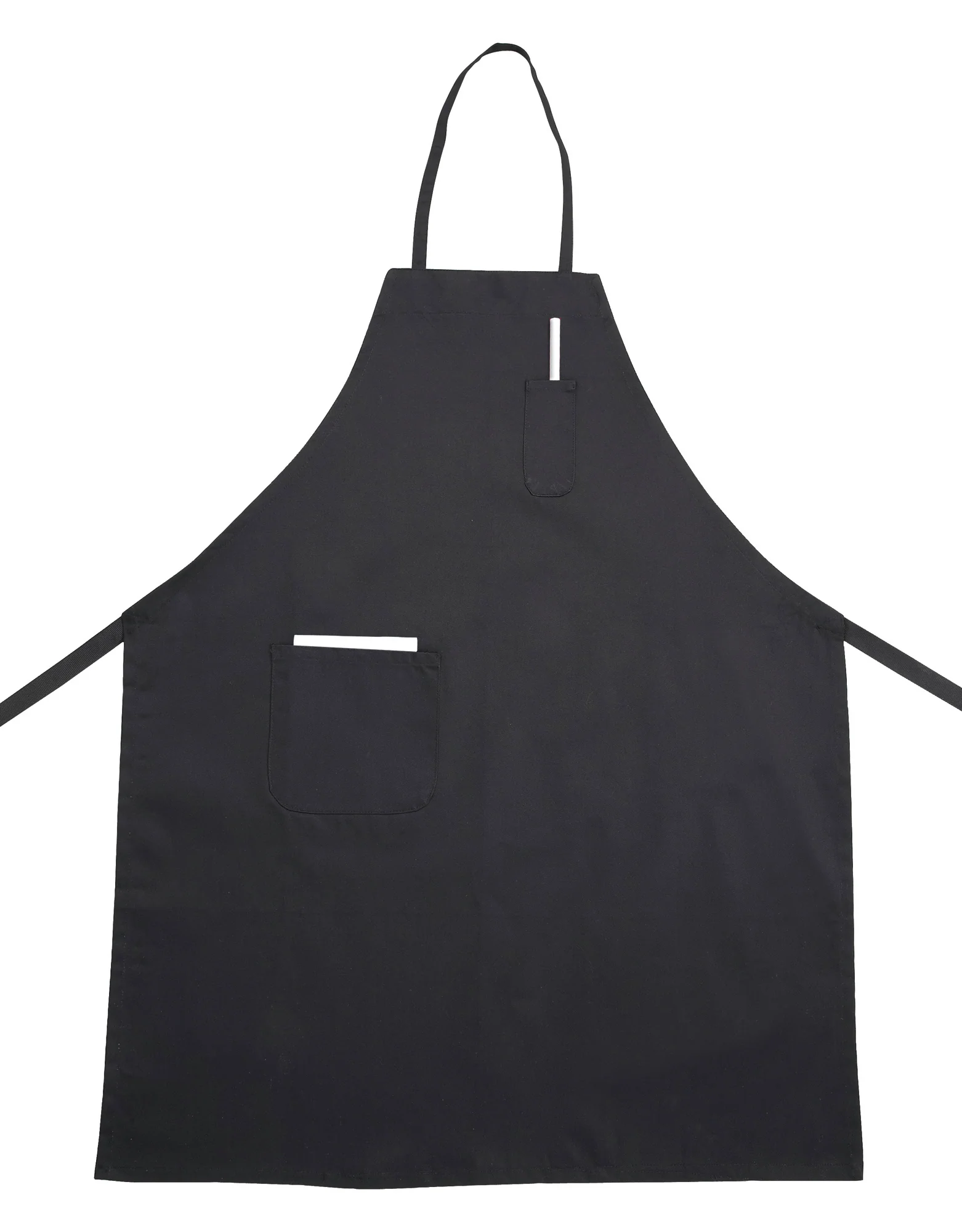 Winco BA-PBK Bib Apron 33 Inch Full-length with 2 Pockets Black Poly-cotton - Image 2