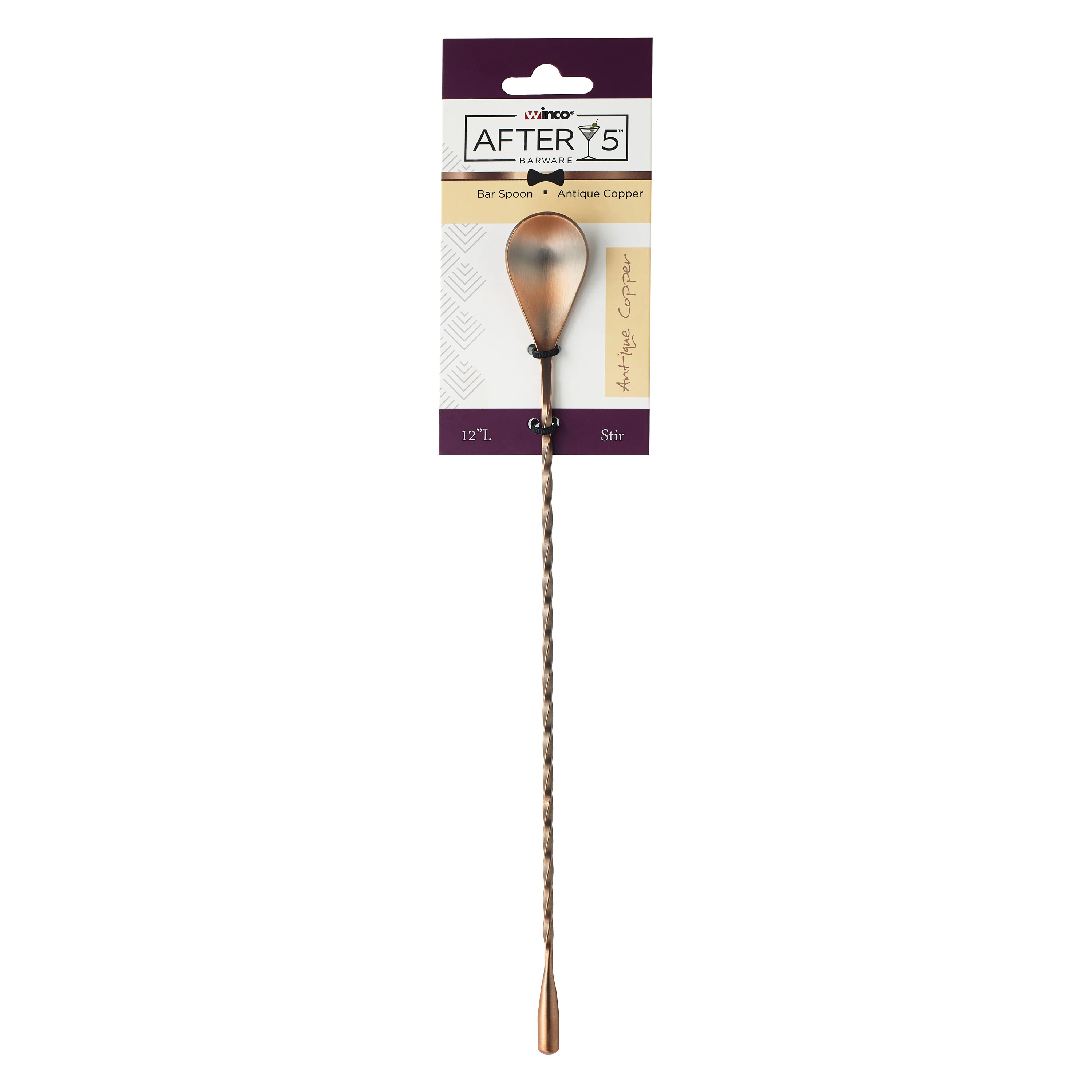 Winco BABS-12AC 12 Inch Bar Spoon Teardrop End Antique Copper Finish Stainless Steel - Image 3