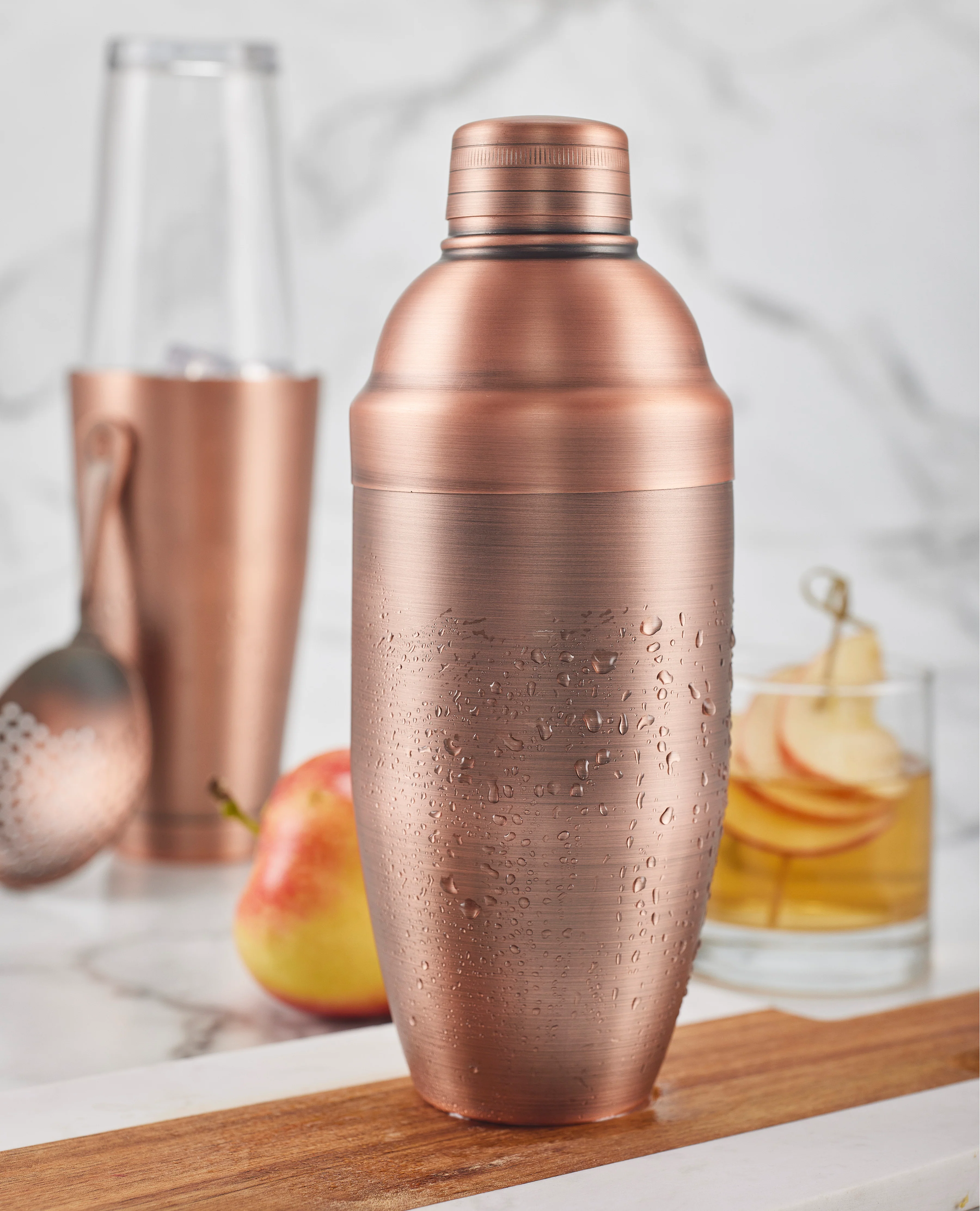 Winco BASS-24AC 24 Oz Bar Cocktail Shaker 3-Piece Antique Copper Finish - Image 3