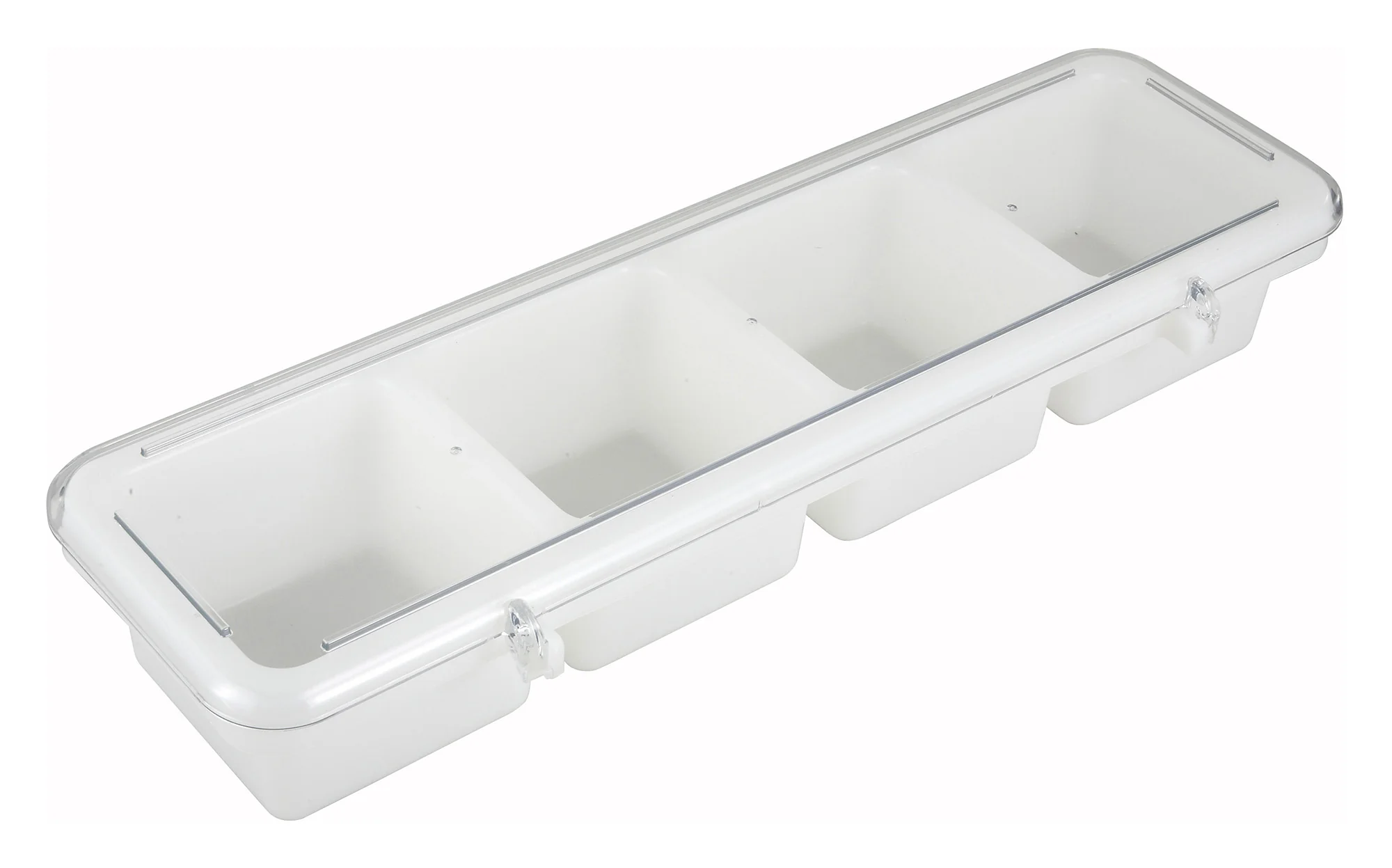 Winco BC-4P 18 Inch White Bar Caddy with cover ABS 4 Sections - Image 2