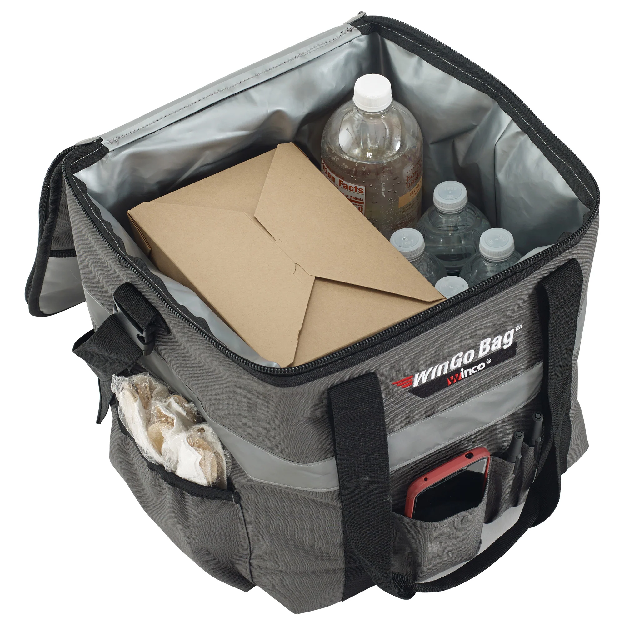 Winco BGCB-1212 12 Inch Premium Catering Bag Waterproof Insulated Grey Polyester - Image 4