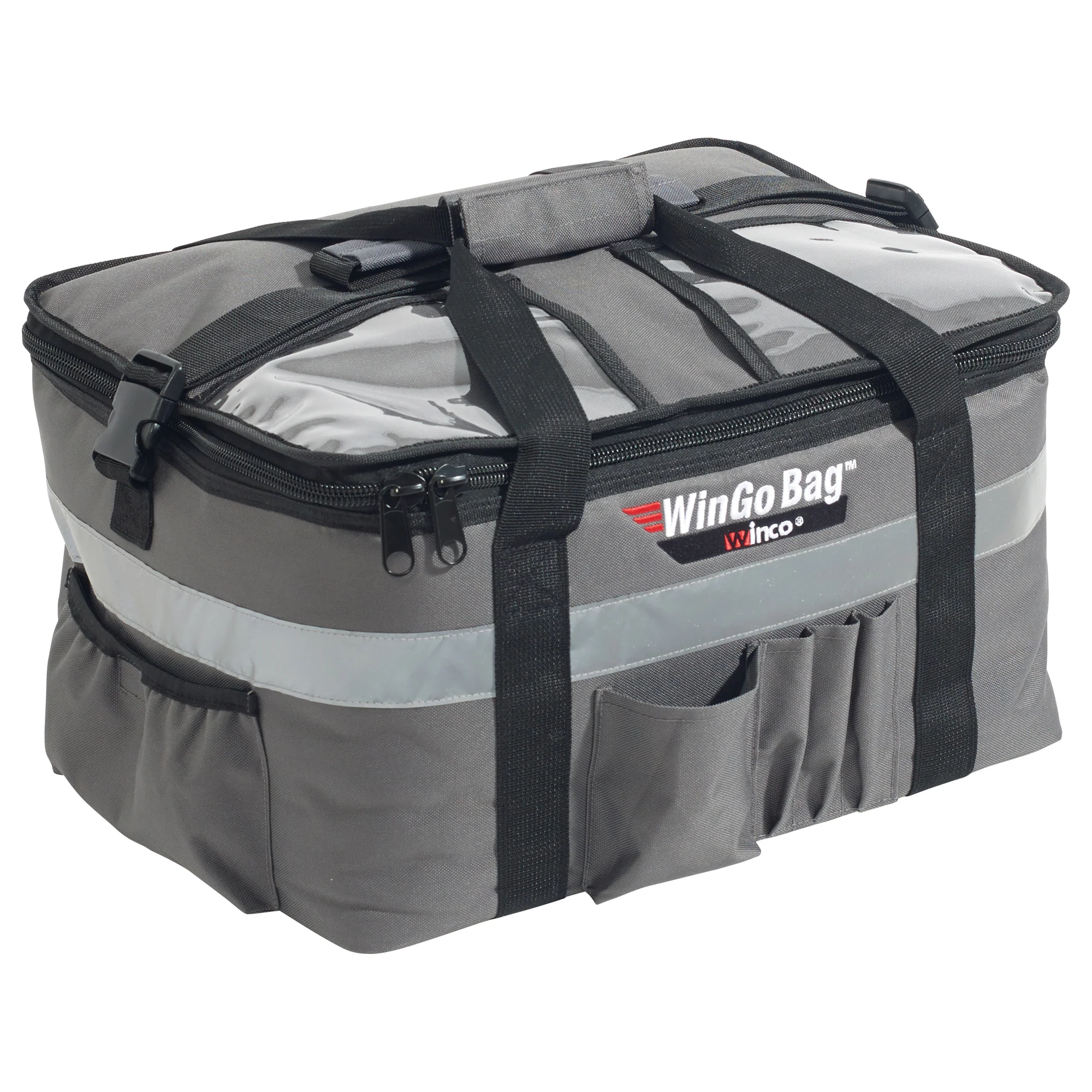 Winco BGCB-1709 17 Inch Food Carrier Insulated Waterproof with Dividers Gray - Image 2