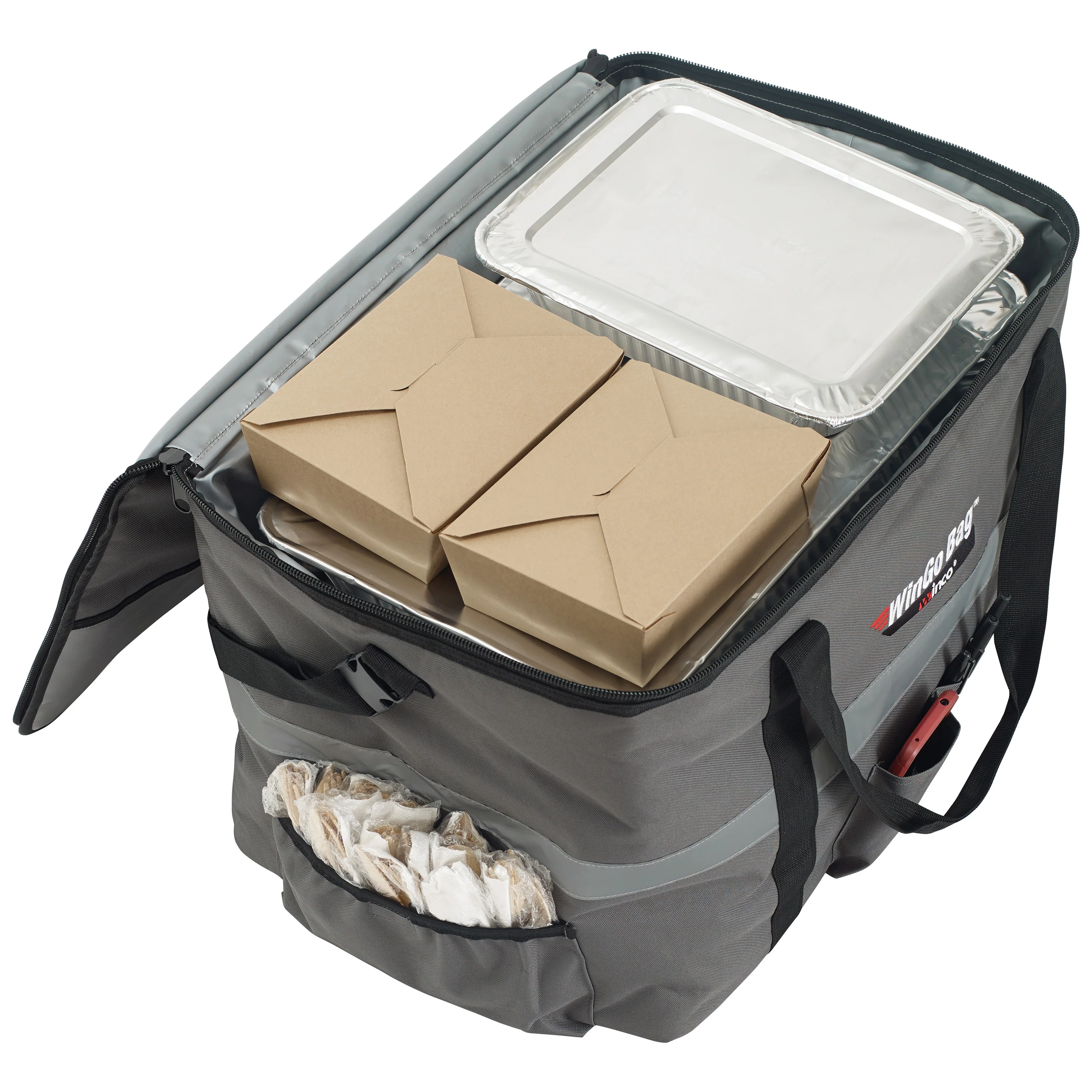 Winco BGCB-2314 23 Inch Waterproof Insulated Food Carrier with Pockets and Straps - Image 3