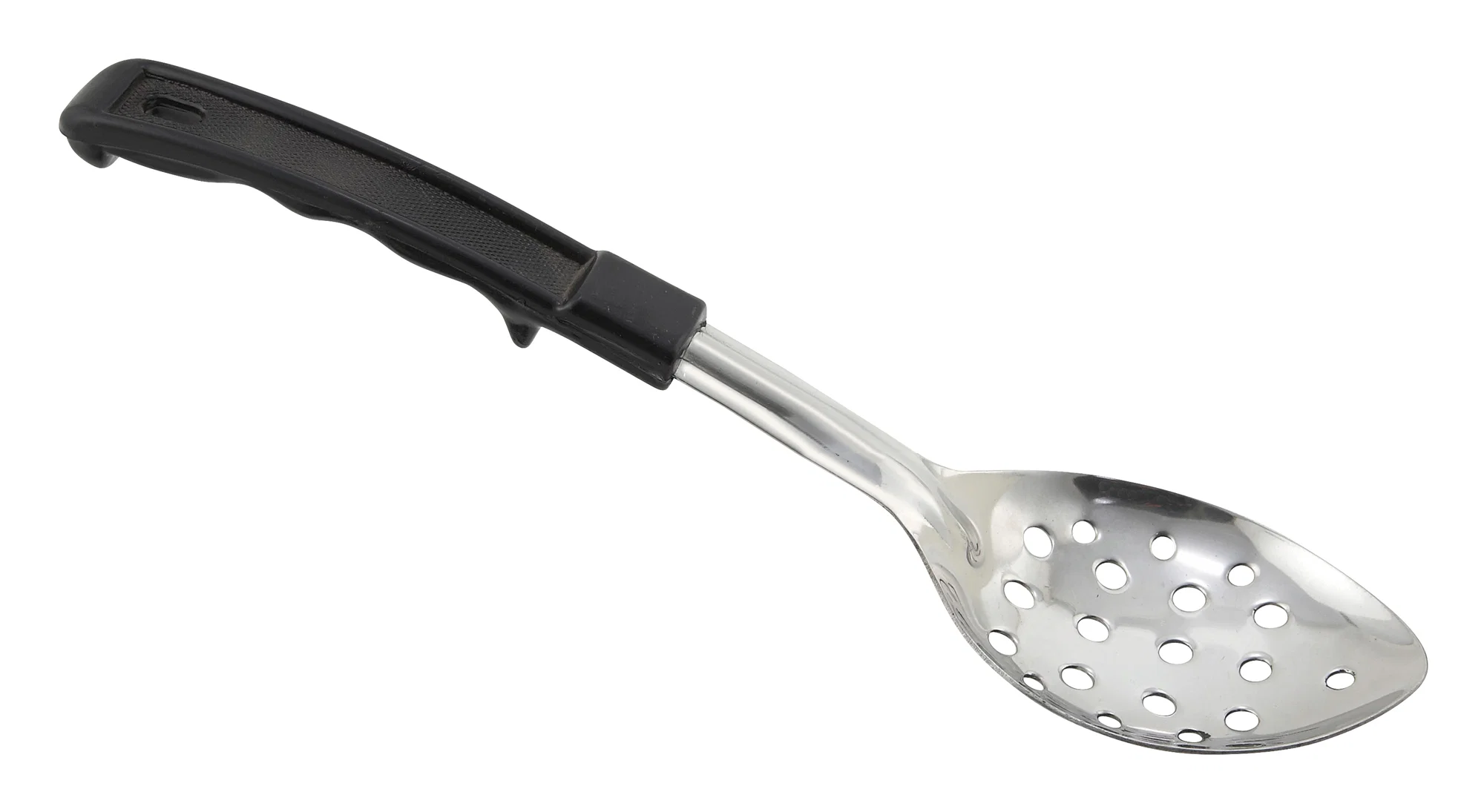 Winco BHPN-11 11 Inch Perforated Basting Spoon Black Plastic Handle Stainless Steel - Image 2