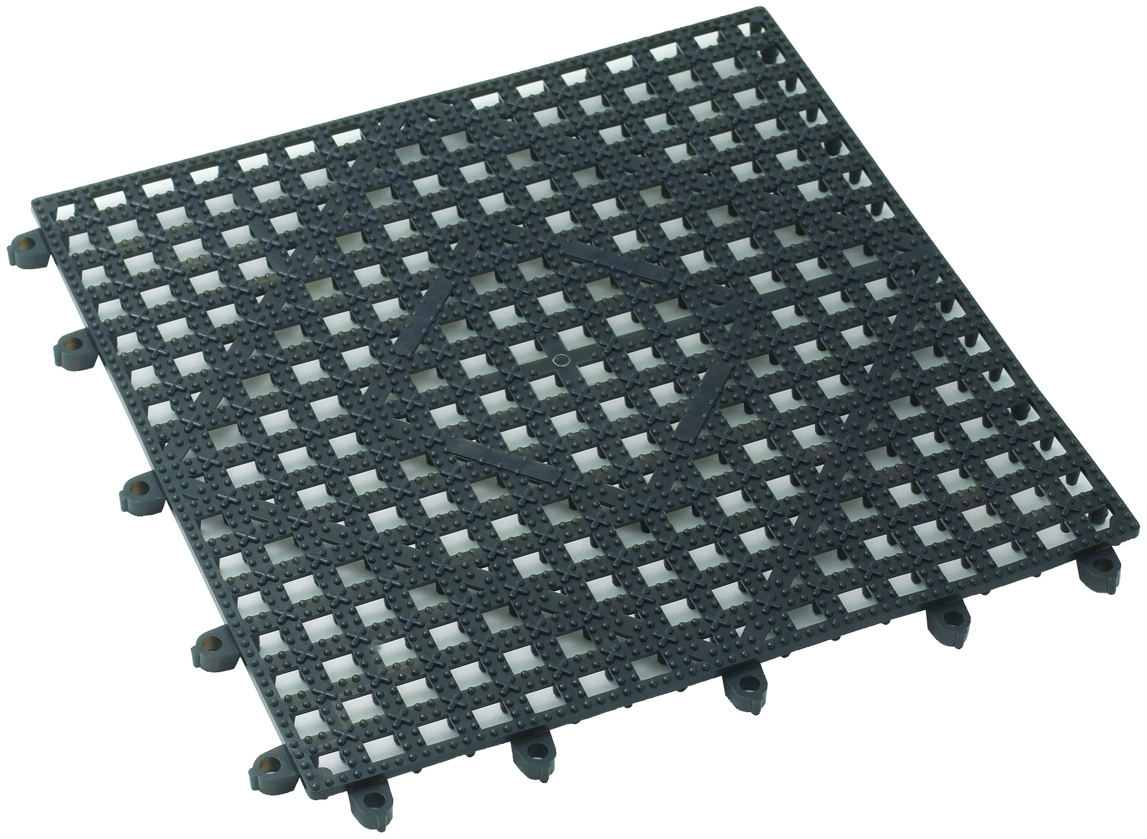 Winco BML-12K 12 Inch Dishwasher Safe Interlocking Bar Mat Plastic Dark Smoke - Image 2