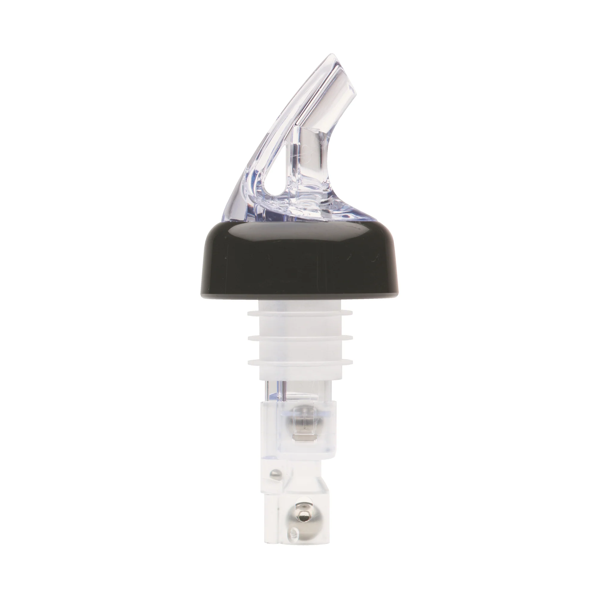 Winco BMP-3100C Bar Maid 1 oz "Premium Pour" Measured Pourers, Clear with Black Collar - 12 Pieces/Pack - Image 2