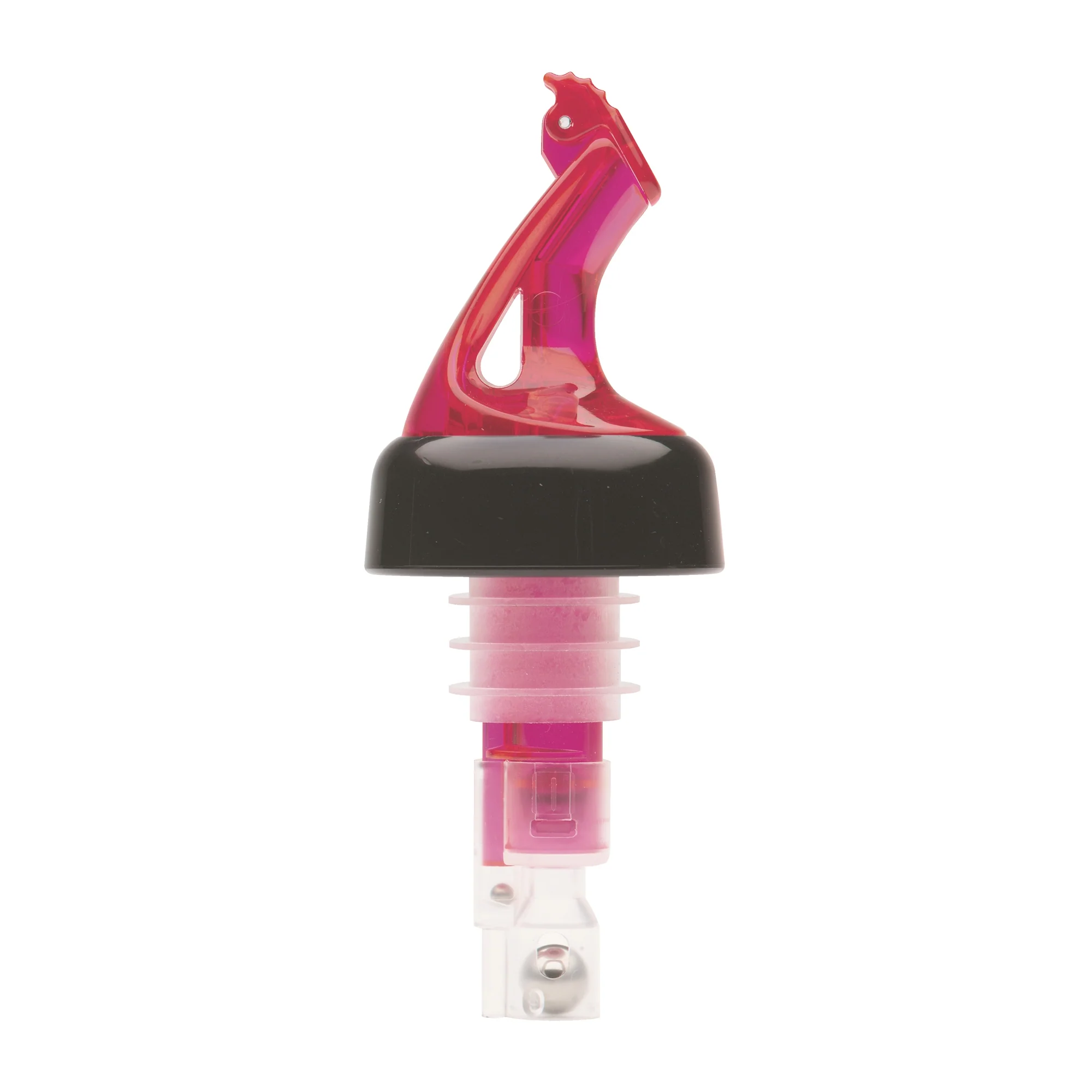Winco BMP-5100R Bar Maid 1 oz "Premium Pour" Measured Pourers with Flip Top and Black Collar, Red - 12 Pieces/Pack - Image 2